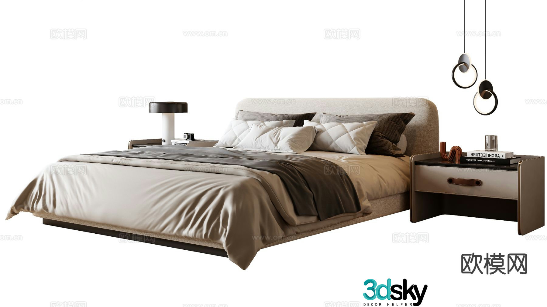 Modern double bed 3d model