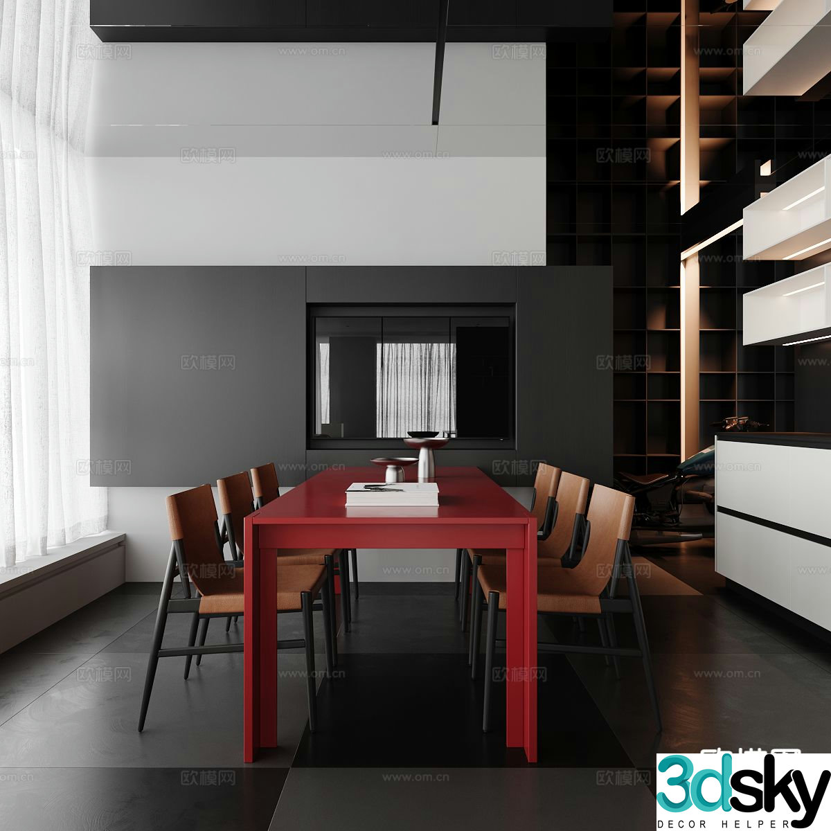 Premium gray restaurant 3d model