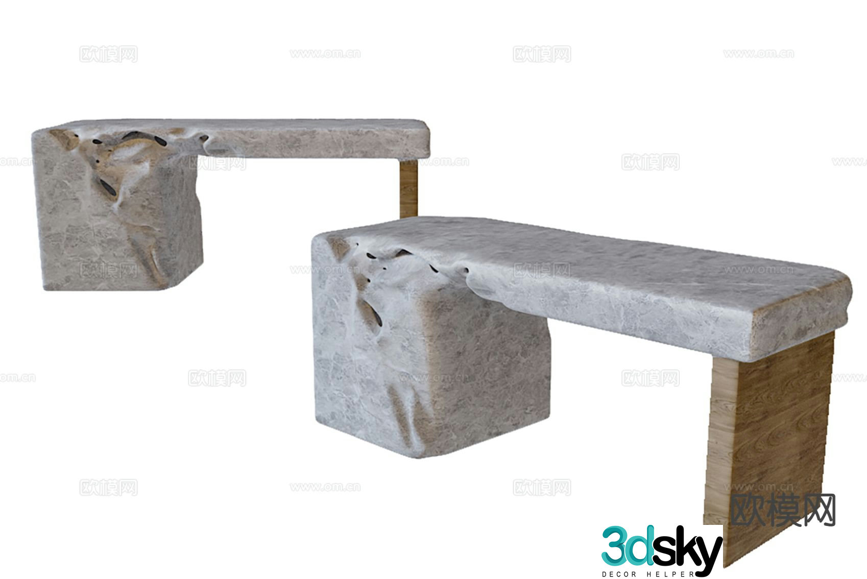 Wabi-sabi outdoor stool bench bench 3d model