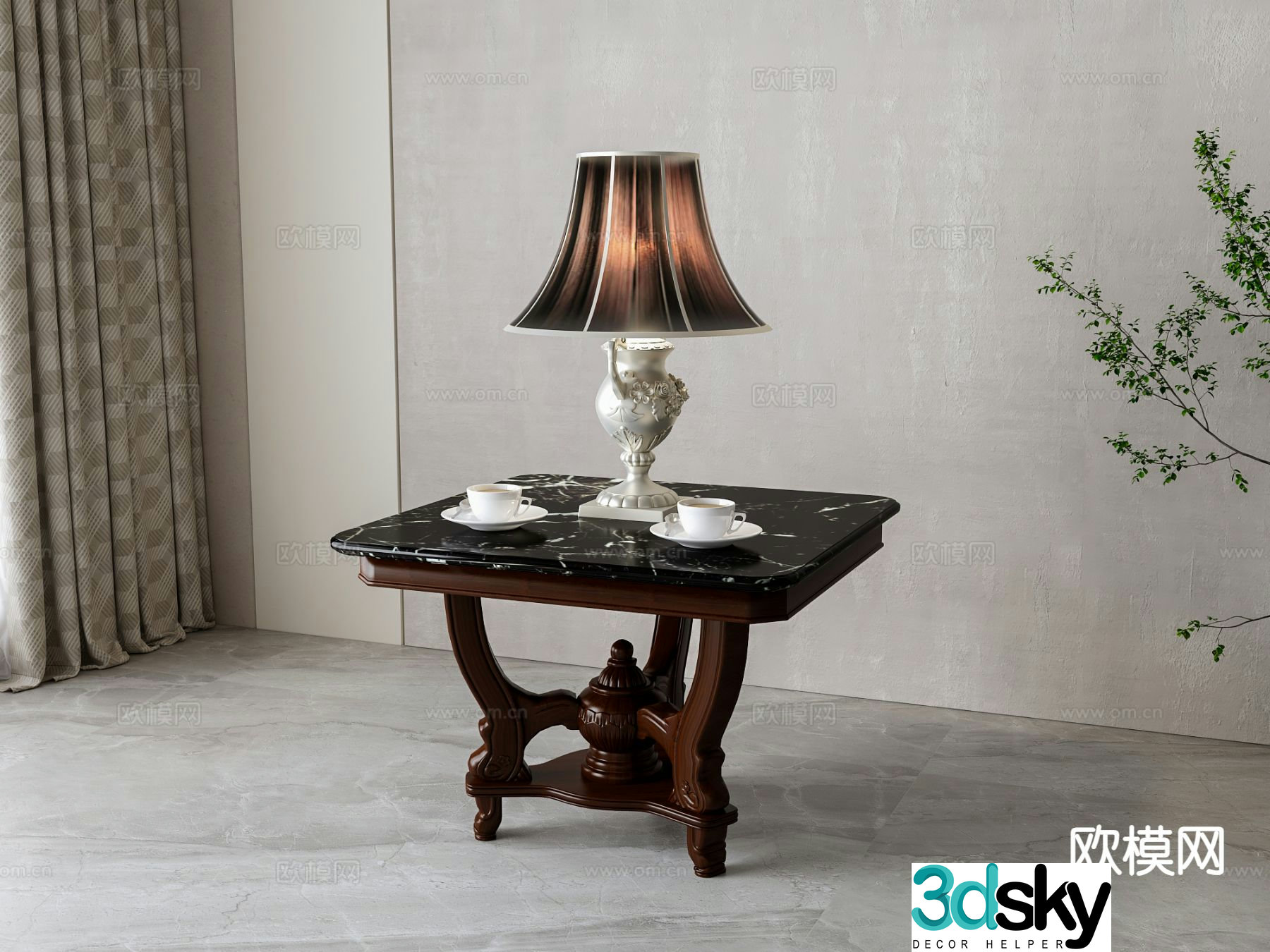American side table corner table table table 3d model