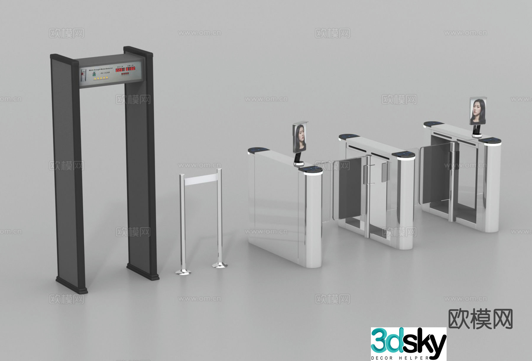 Security gate, access control machine, ticket gate, swing gate, induction door 3D model