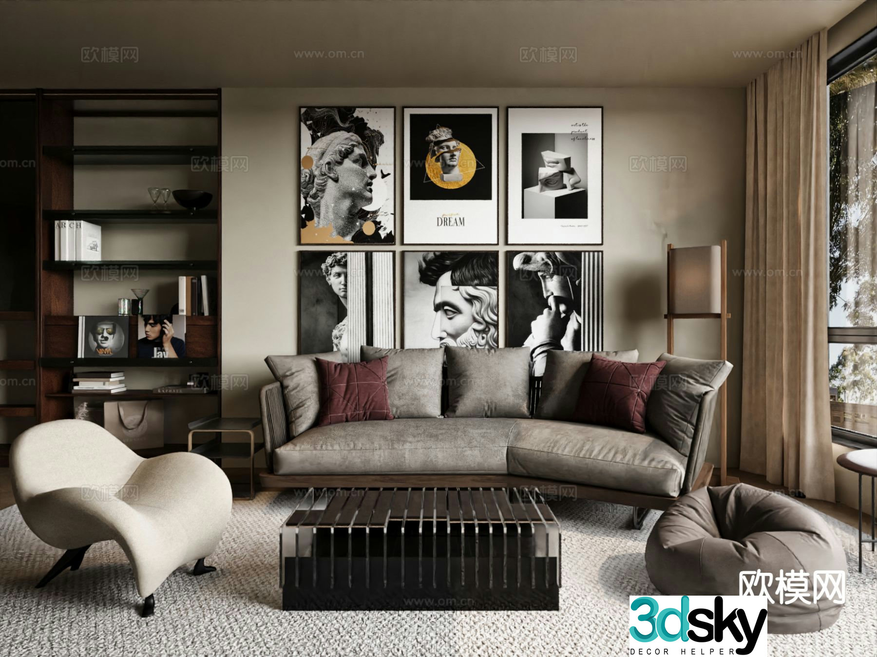 Wabi-sabi living room 3d model
