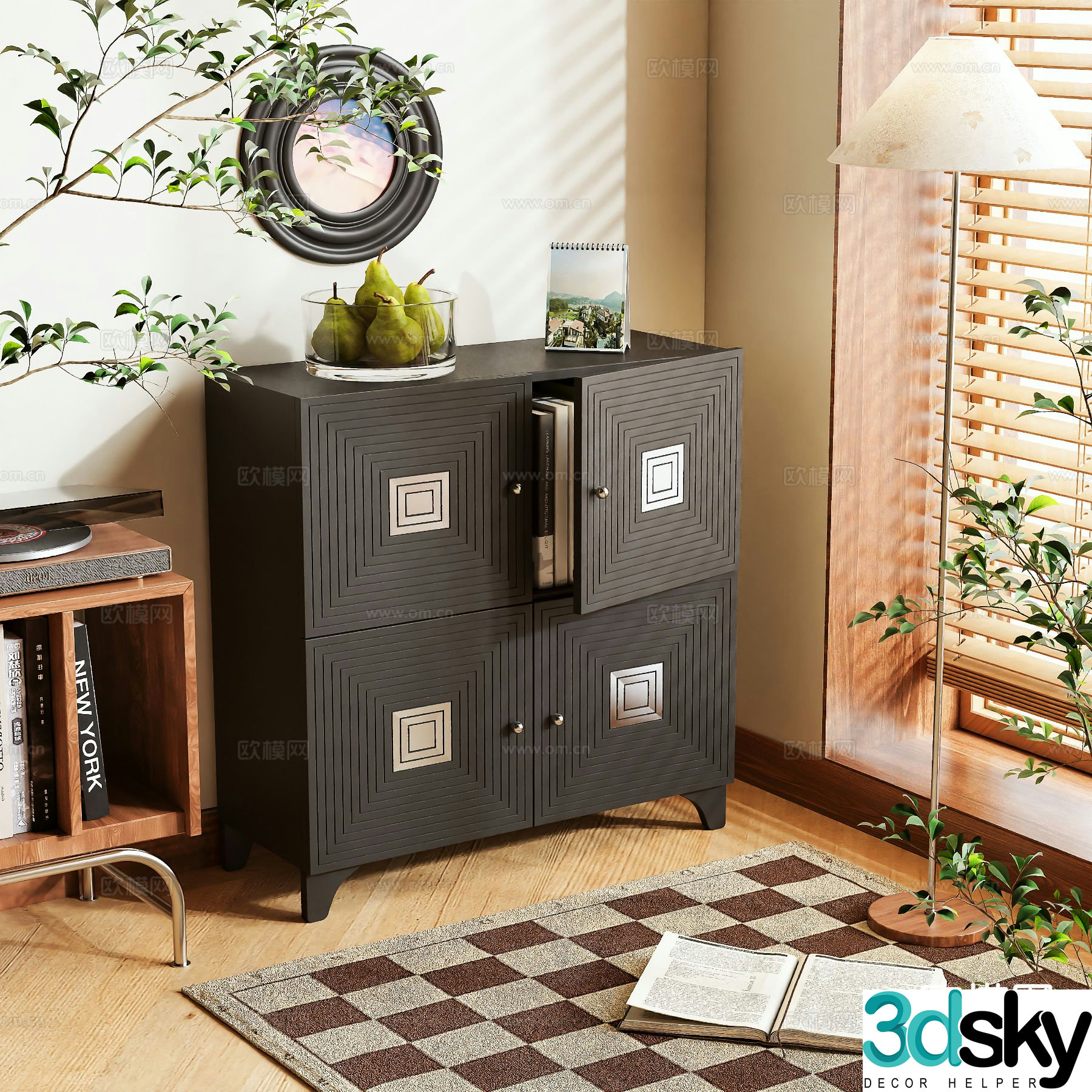 Medieval style side cabinet and entrance cabinet 3D model