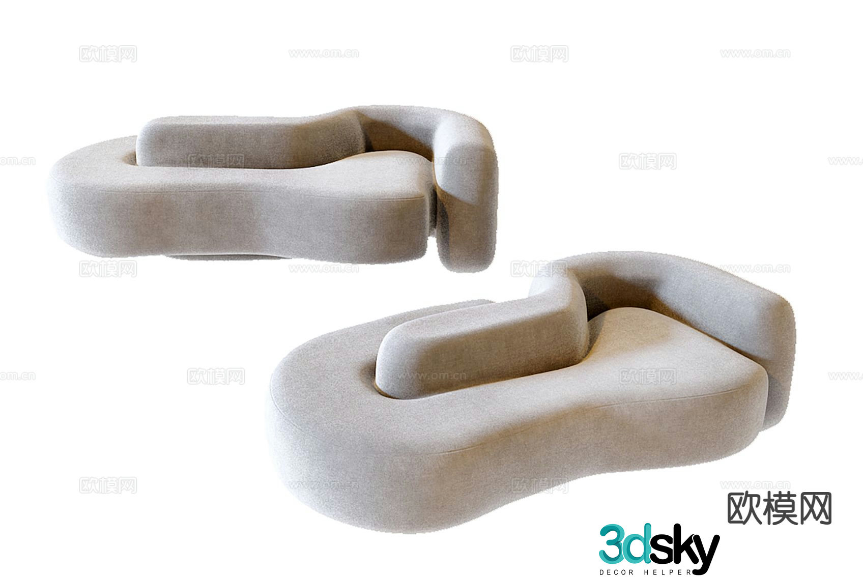 Special shaped sofa curved sofa 3d model