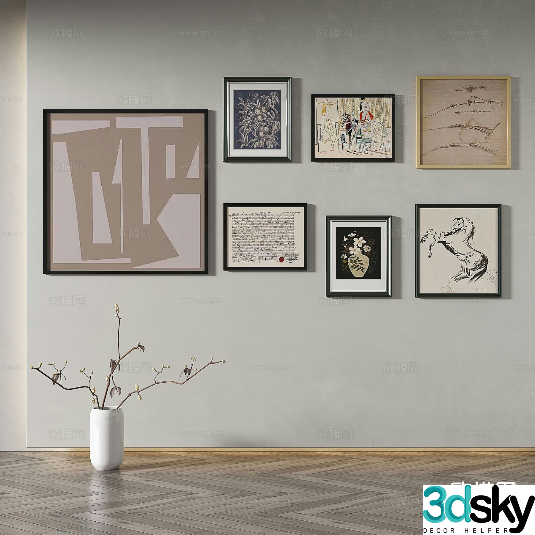 Modern abstract painting art painting decorative painting 3d model