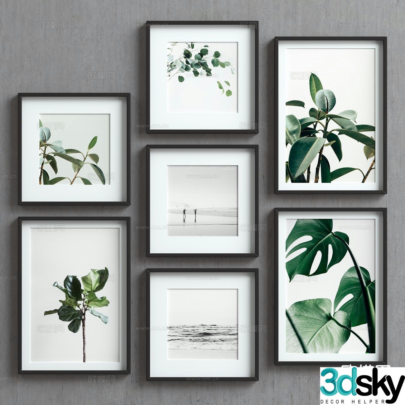 Decorative painting hanging painting plant painting 3d model