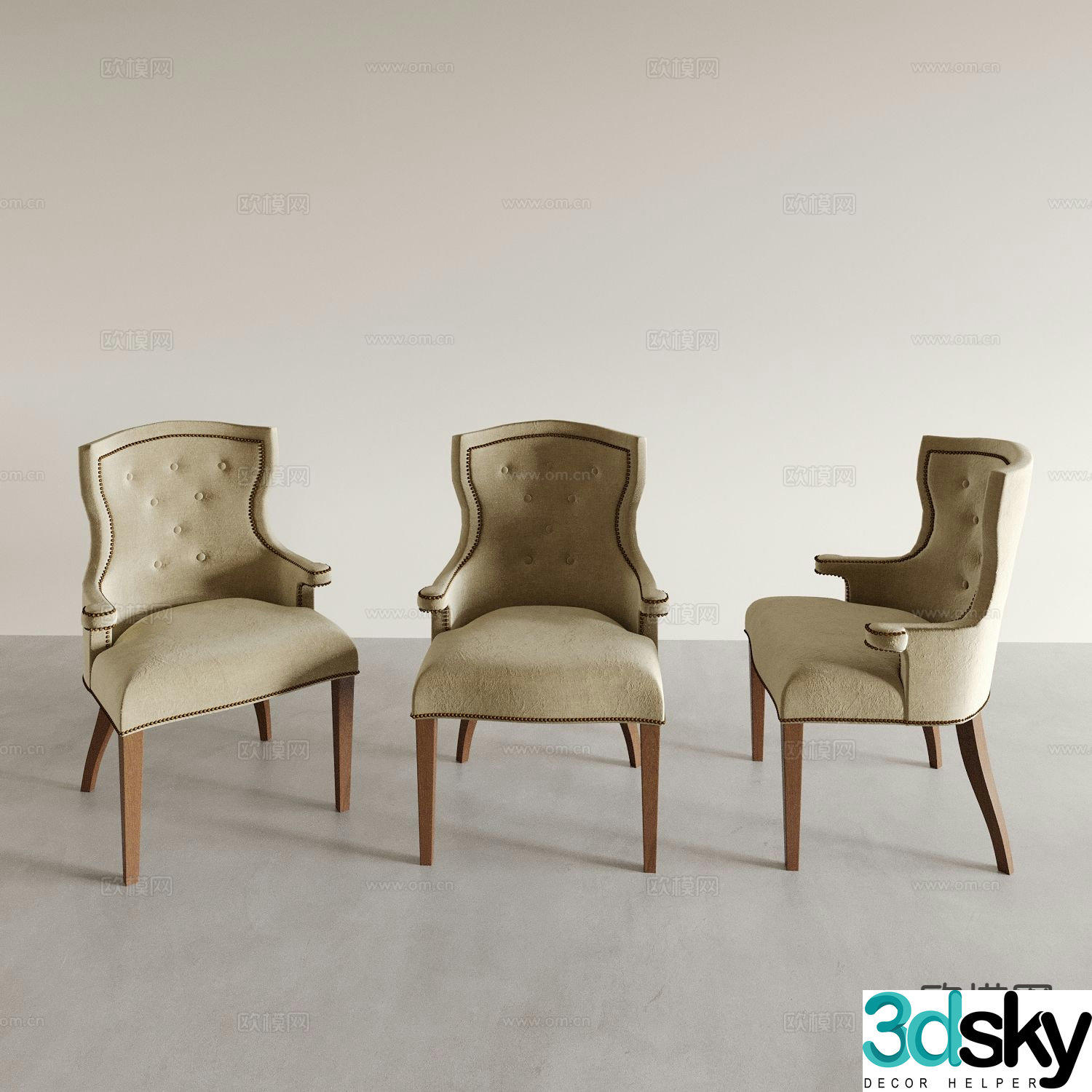 French chair dining chair 3d model