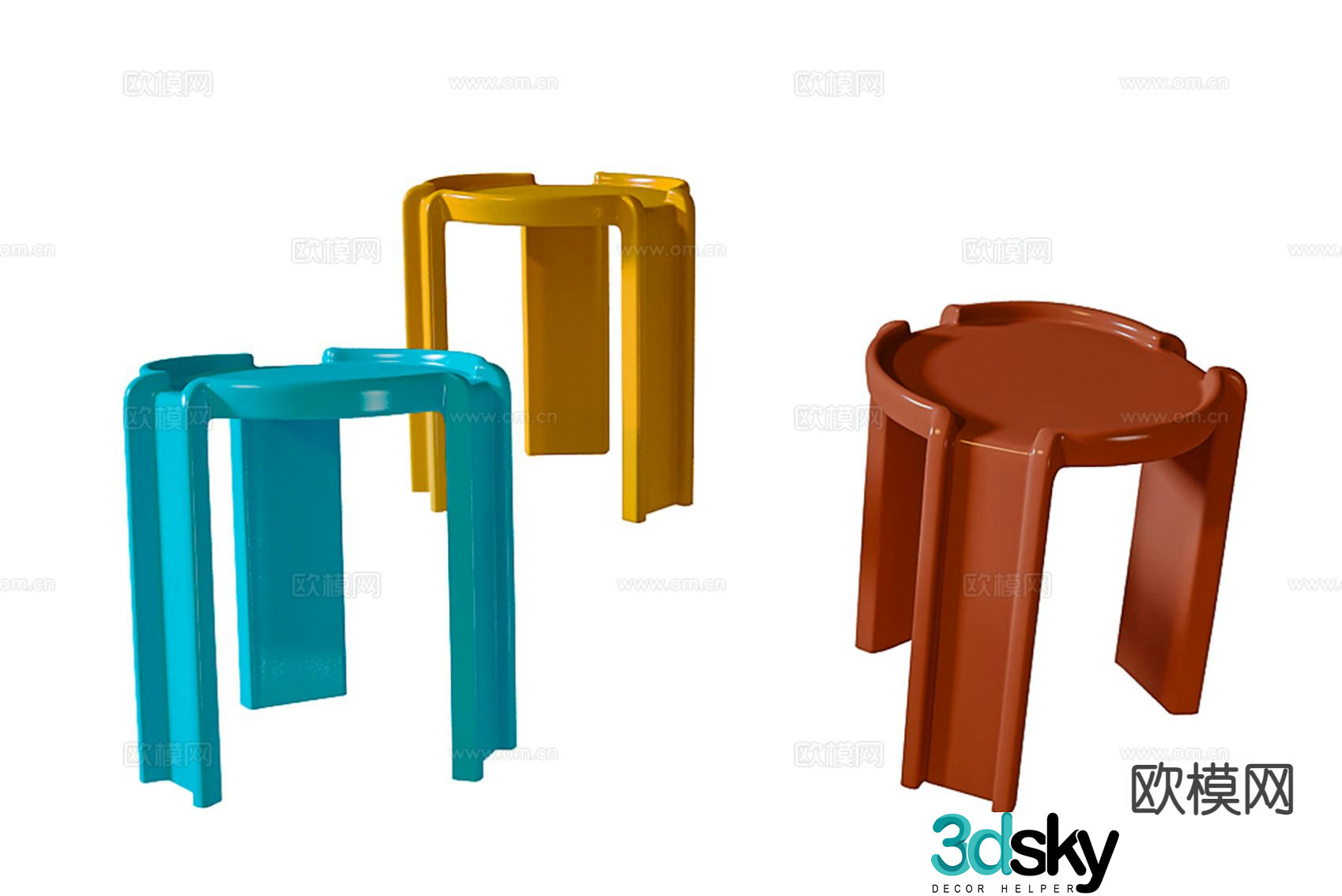 Modern round table side table table table 3d model