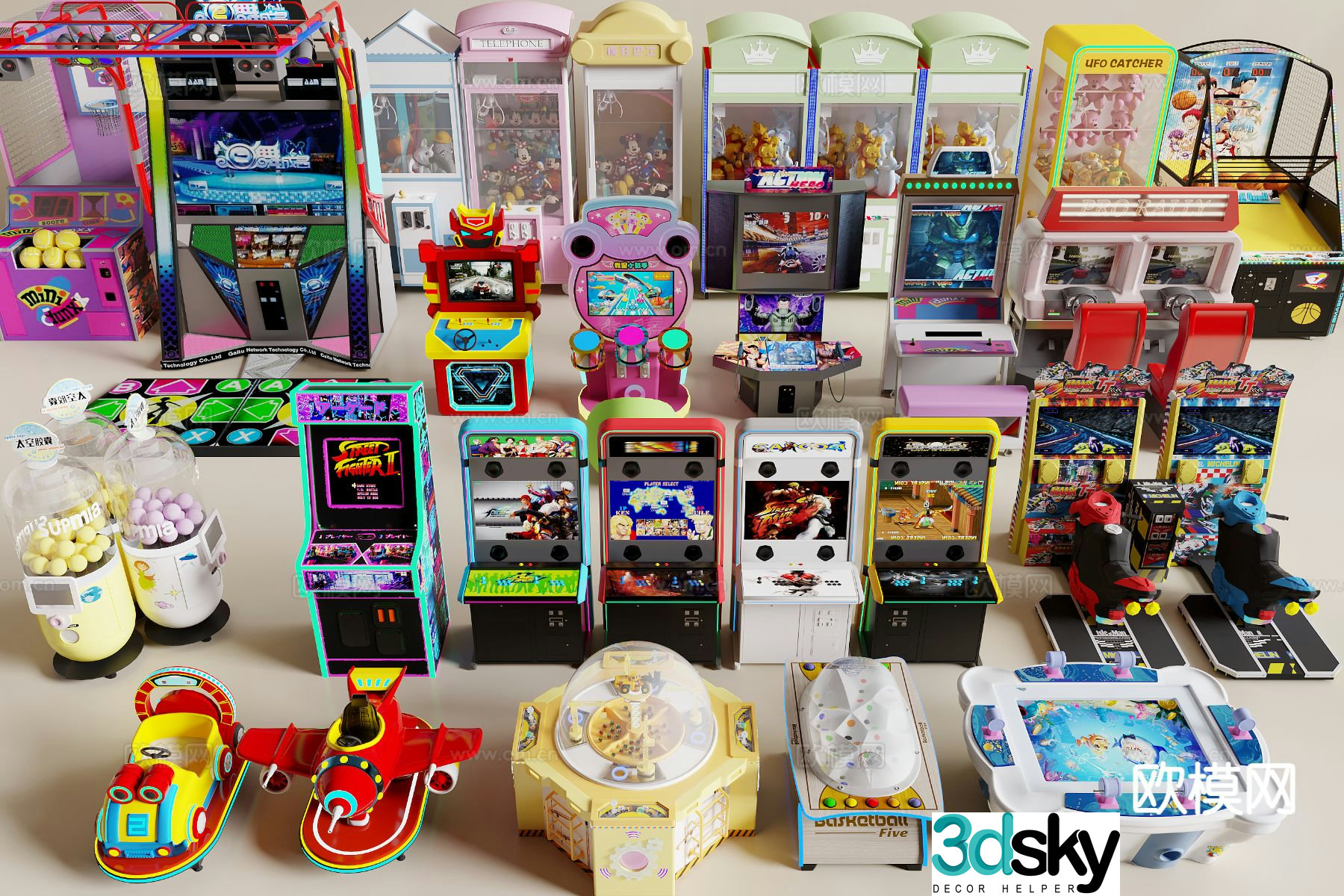 Modern arcade claw machine game console 3d model
