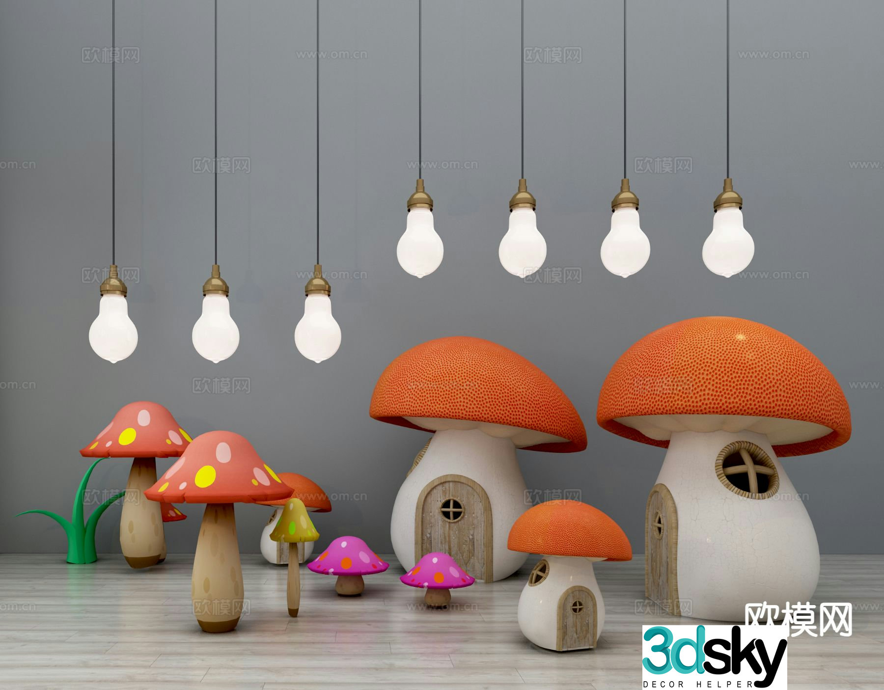 Cartoon toys children’s toys mushroom house 3d model