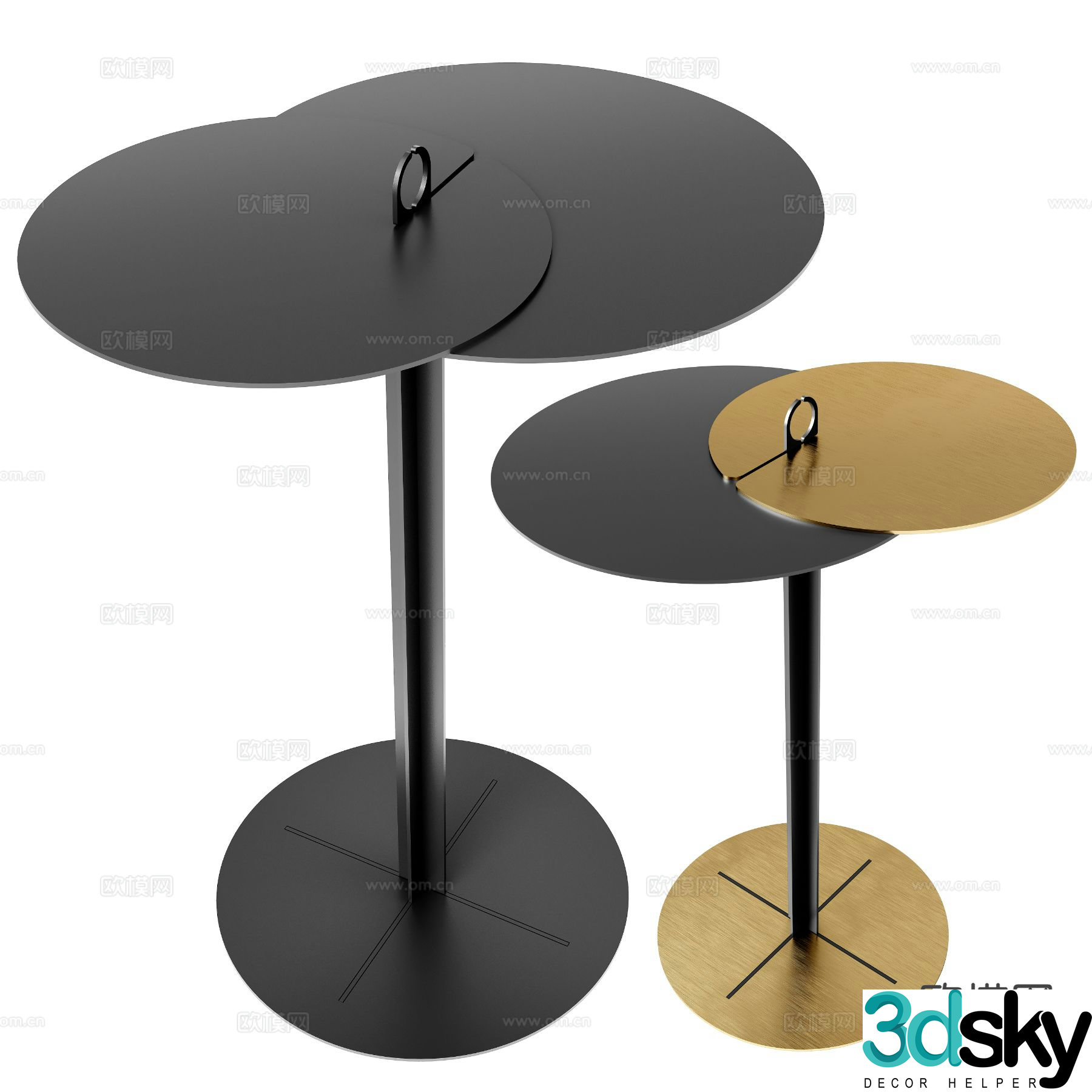 Modern side table round table 3d model