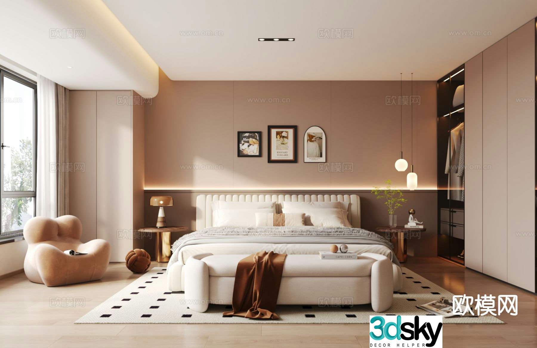 Cream style bedroom master bedroom 3d model