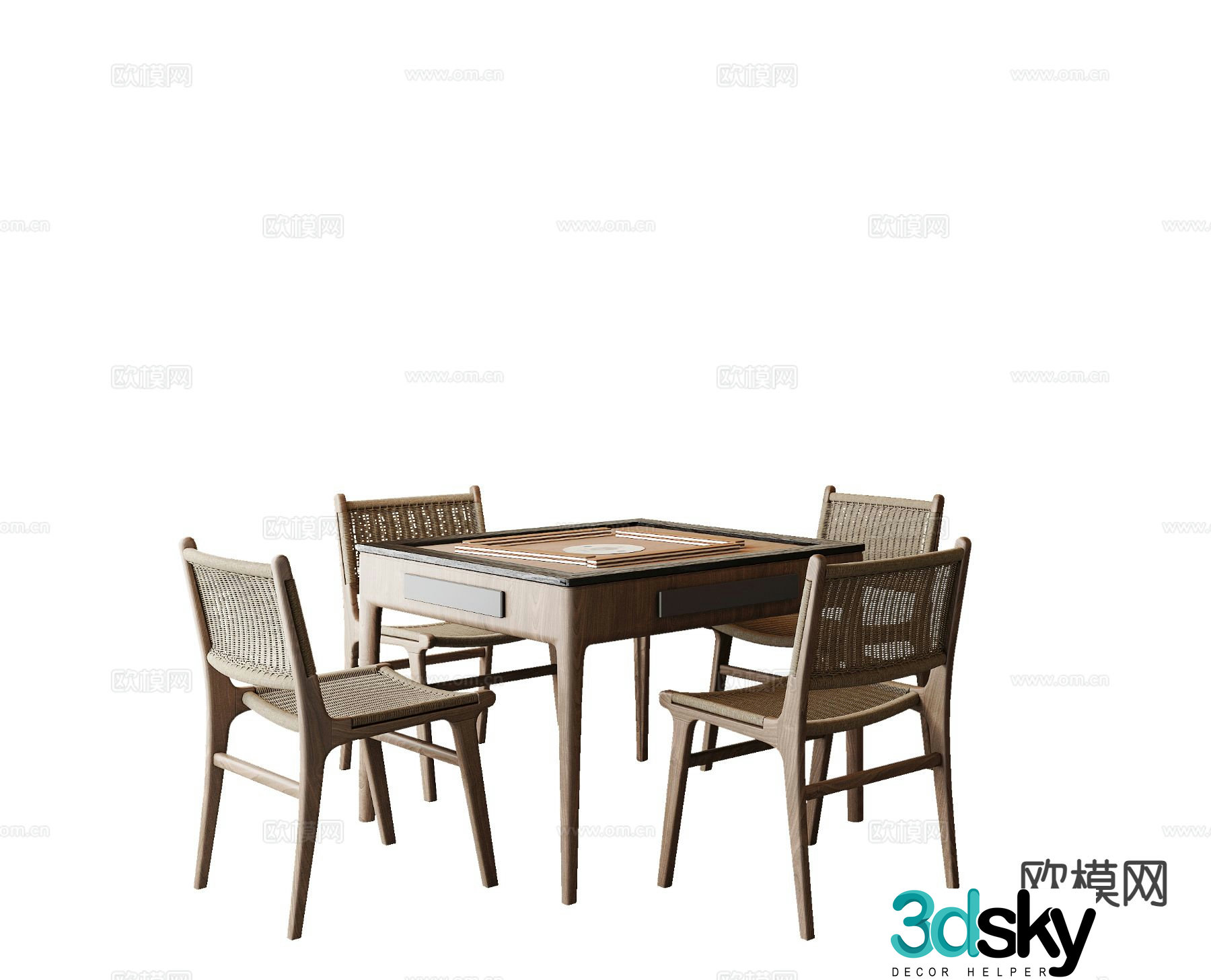 Wabi-sabi style mahjong table entertainment table 3d model