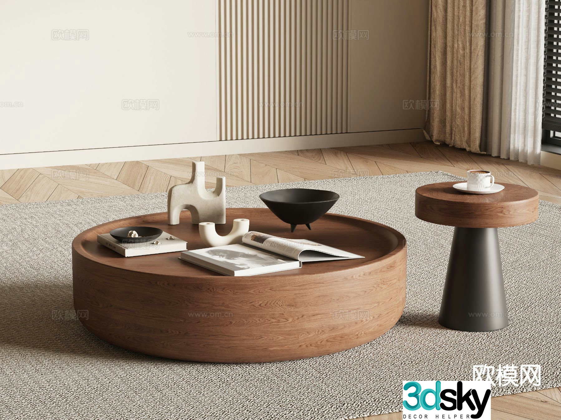 Medieval style coffee table mother-in-law coffee table 3d model