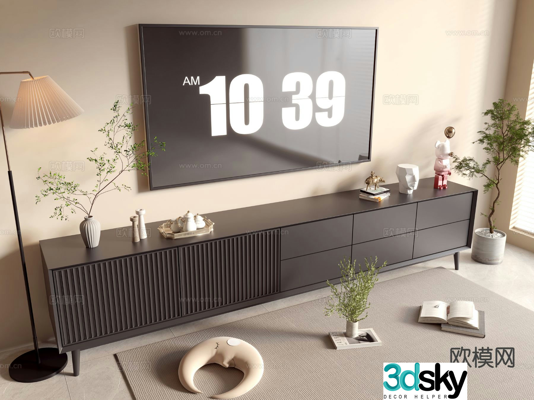 Black TV cabinet 3d model