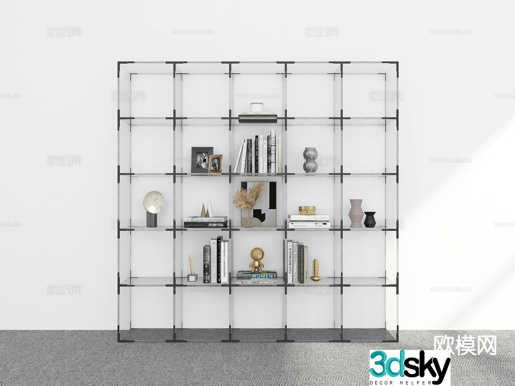 Modern bookshelf acrylic bookcase 3d model