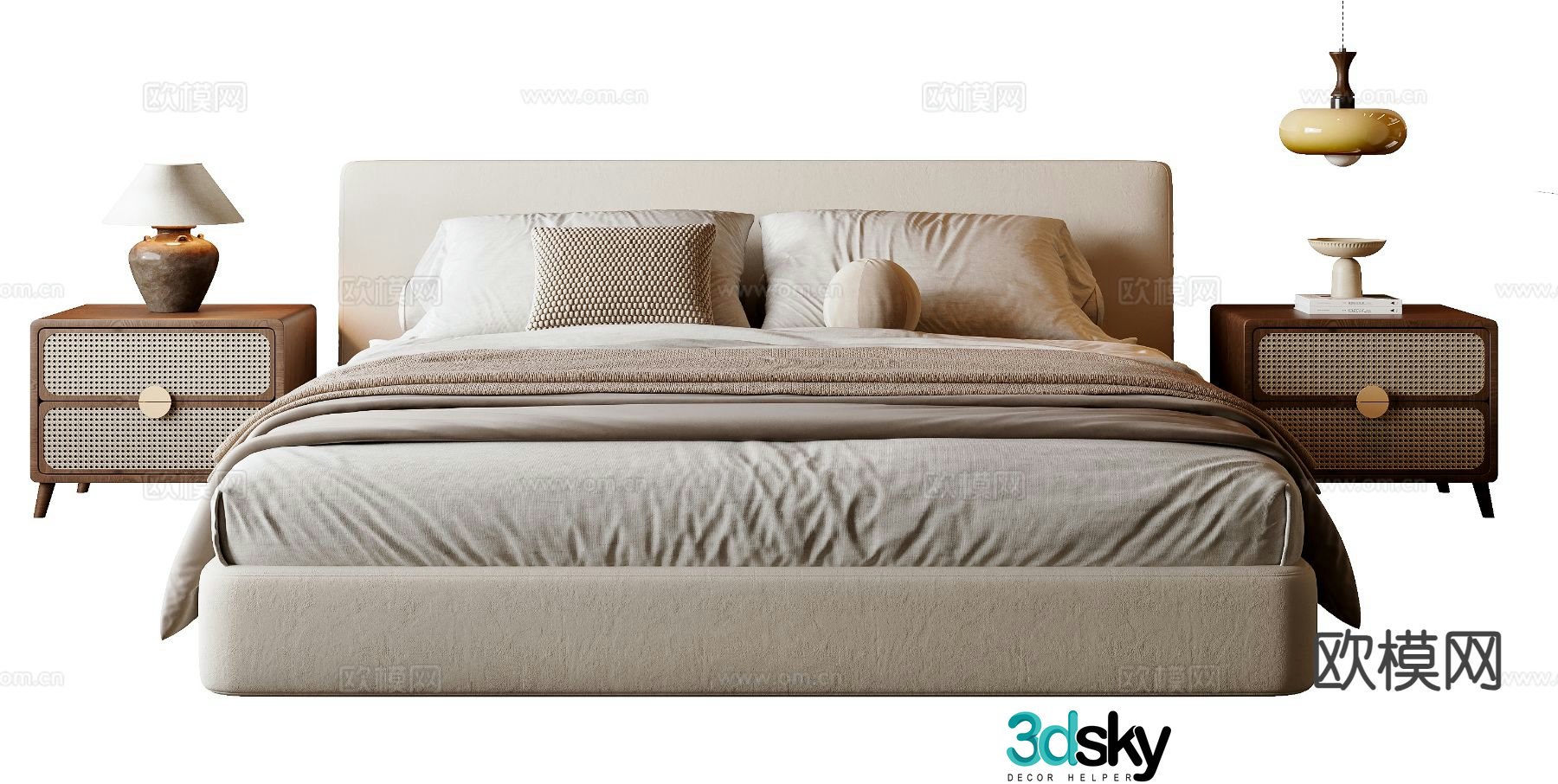 Wabi-sabi double bed 3d model