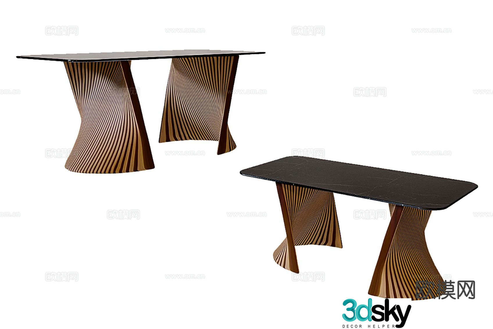 Nordic dining table strip dining table 3d model