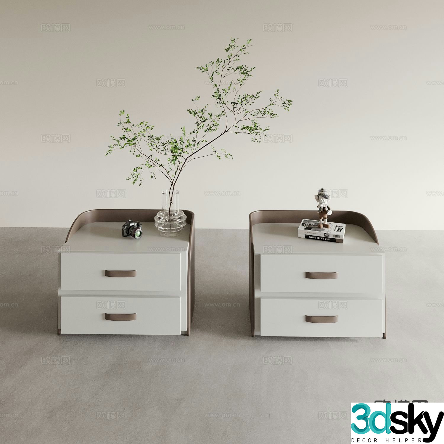 Italian bedside table standing cabinet cabinet low cabinet 3D model