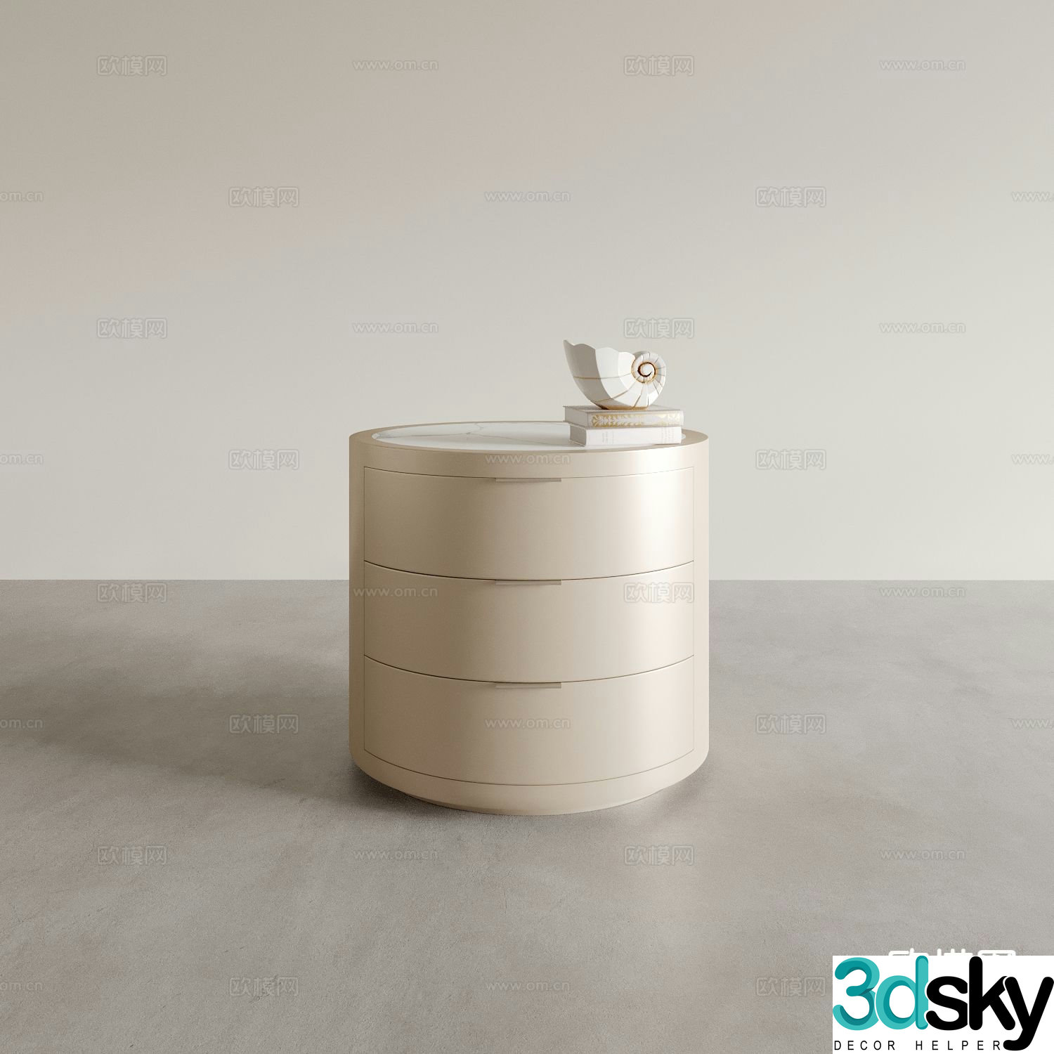 Cream style bedside table 3d model