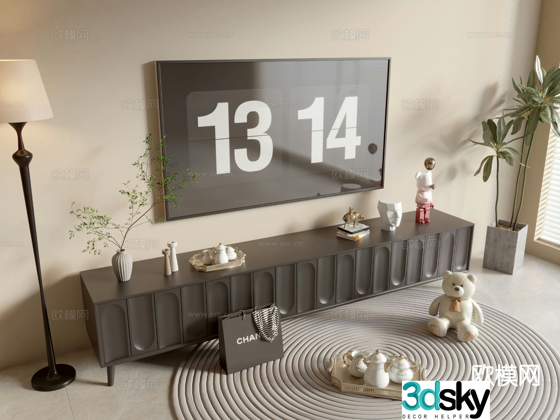 Modern black tv cabinet 3d model
