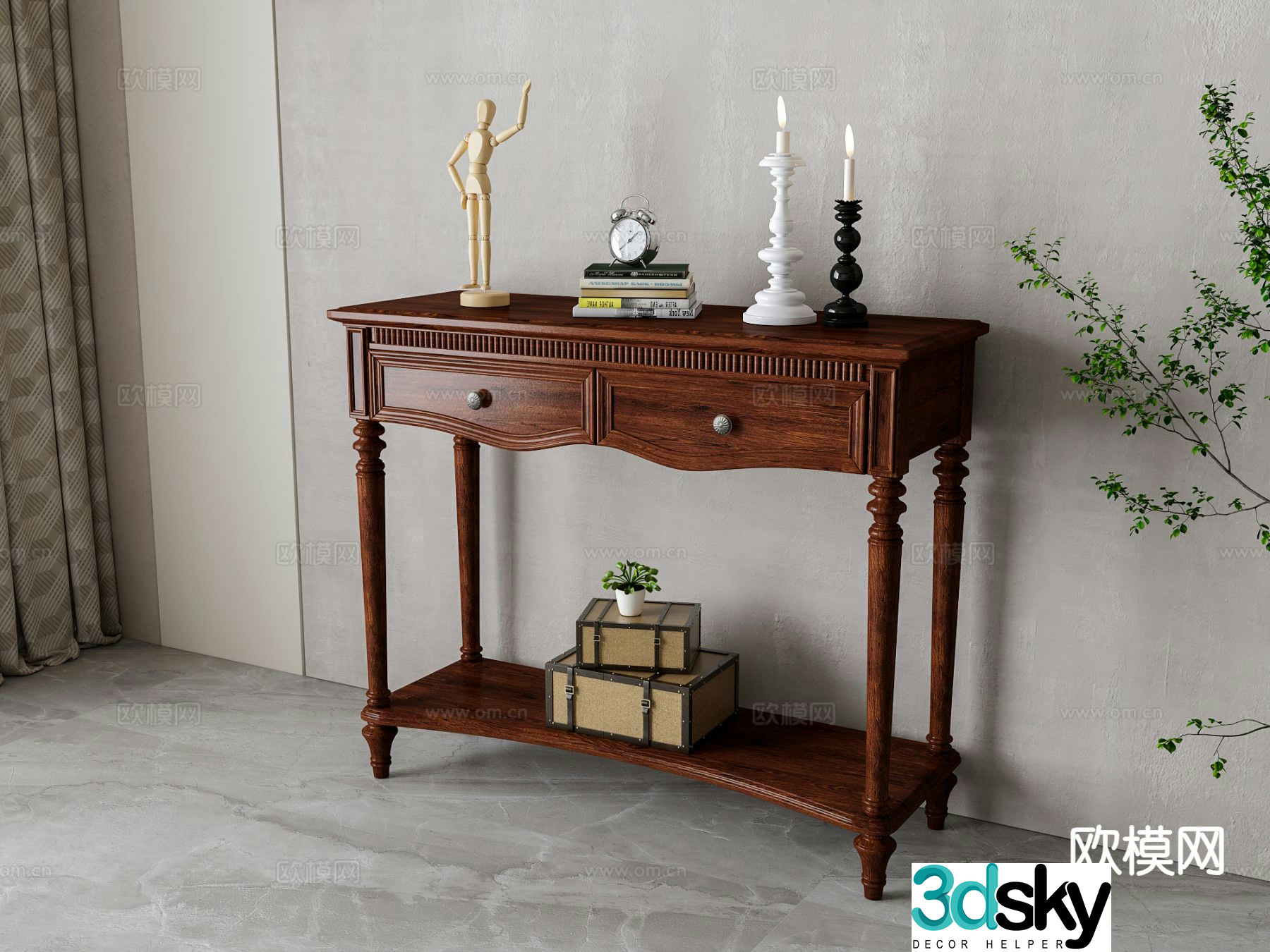 American end view desk entrance cabinet 3D model