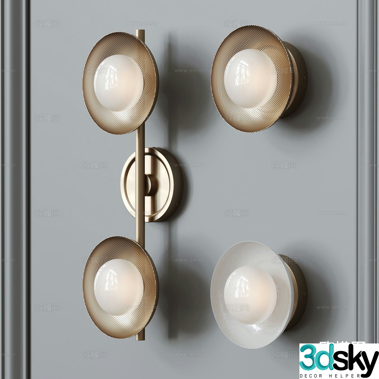 Medieval style spherical wall lamp 3D model