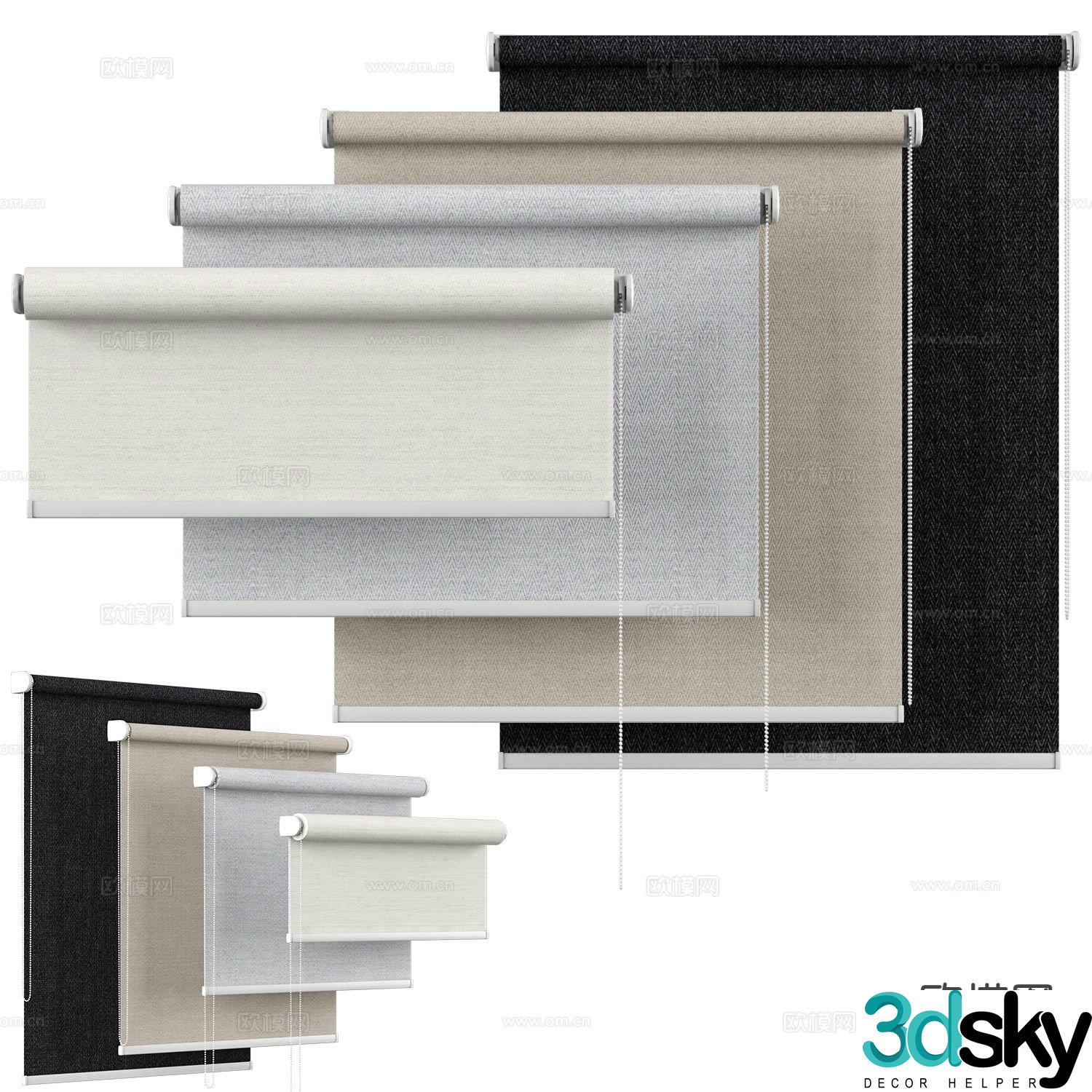 Roller blind pull curtain curtain 3d model