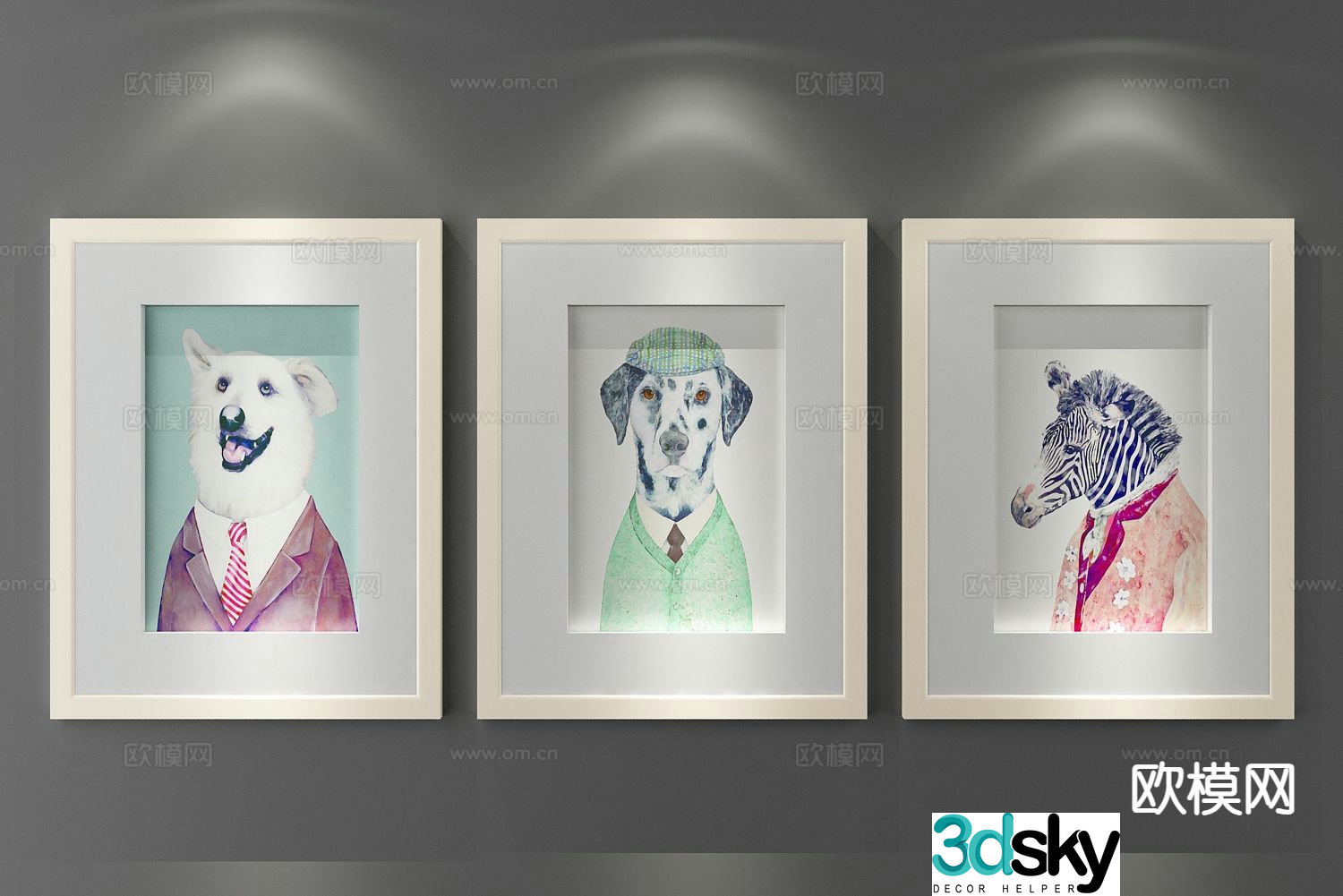 Decorative painting animal painting cartoon hanging painting 3d model