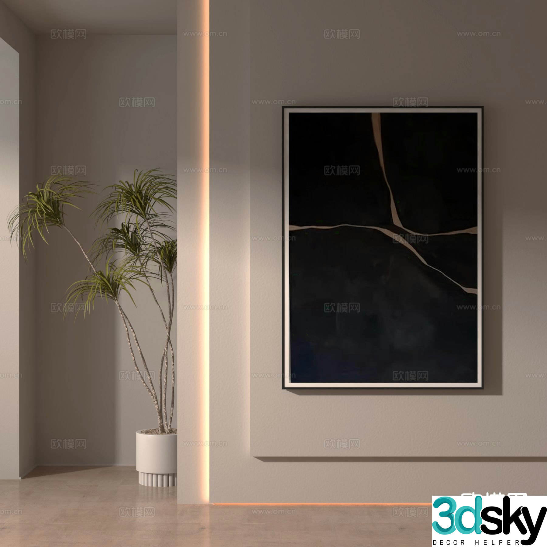 Wabi-sabi style hanging painting decorative hanging painting abstract painting 3D model