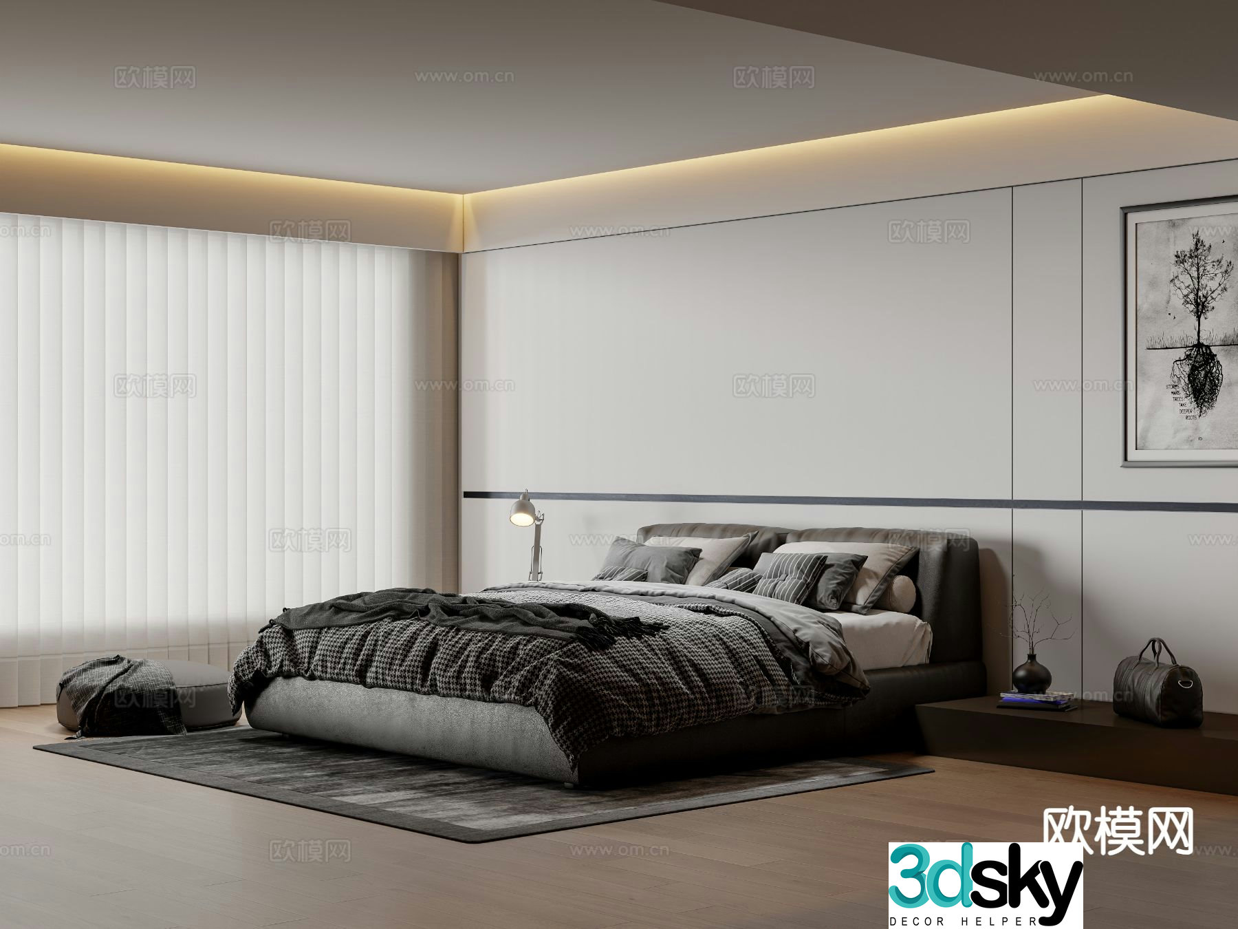 Italian style bedroom master bedroom 3d model