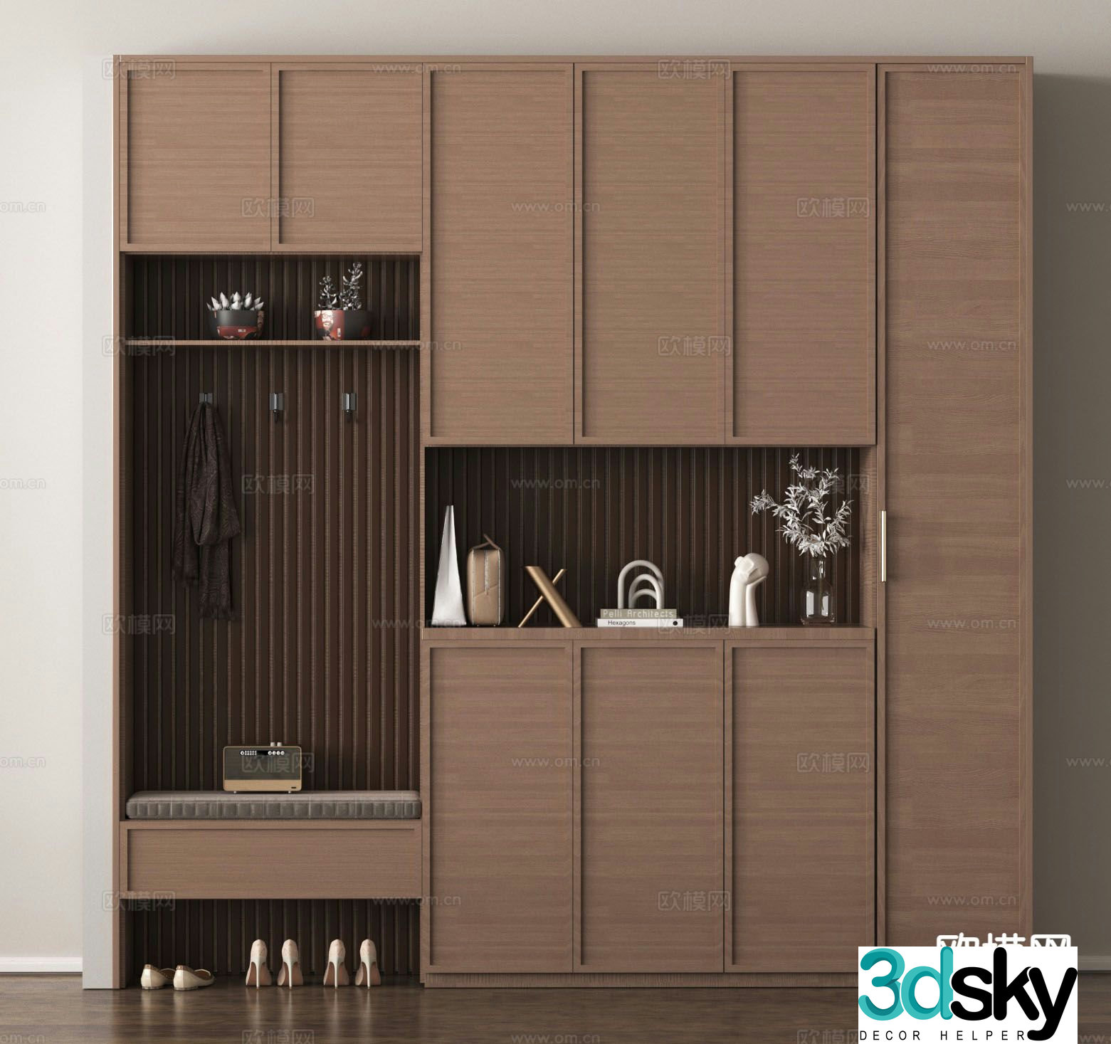 Modern shoe cabinet shoe and hat cabinet entrance shoe cabinet 3D model
