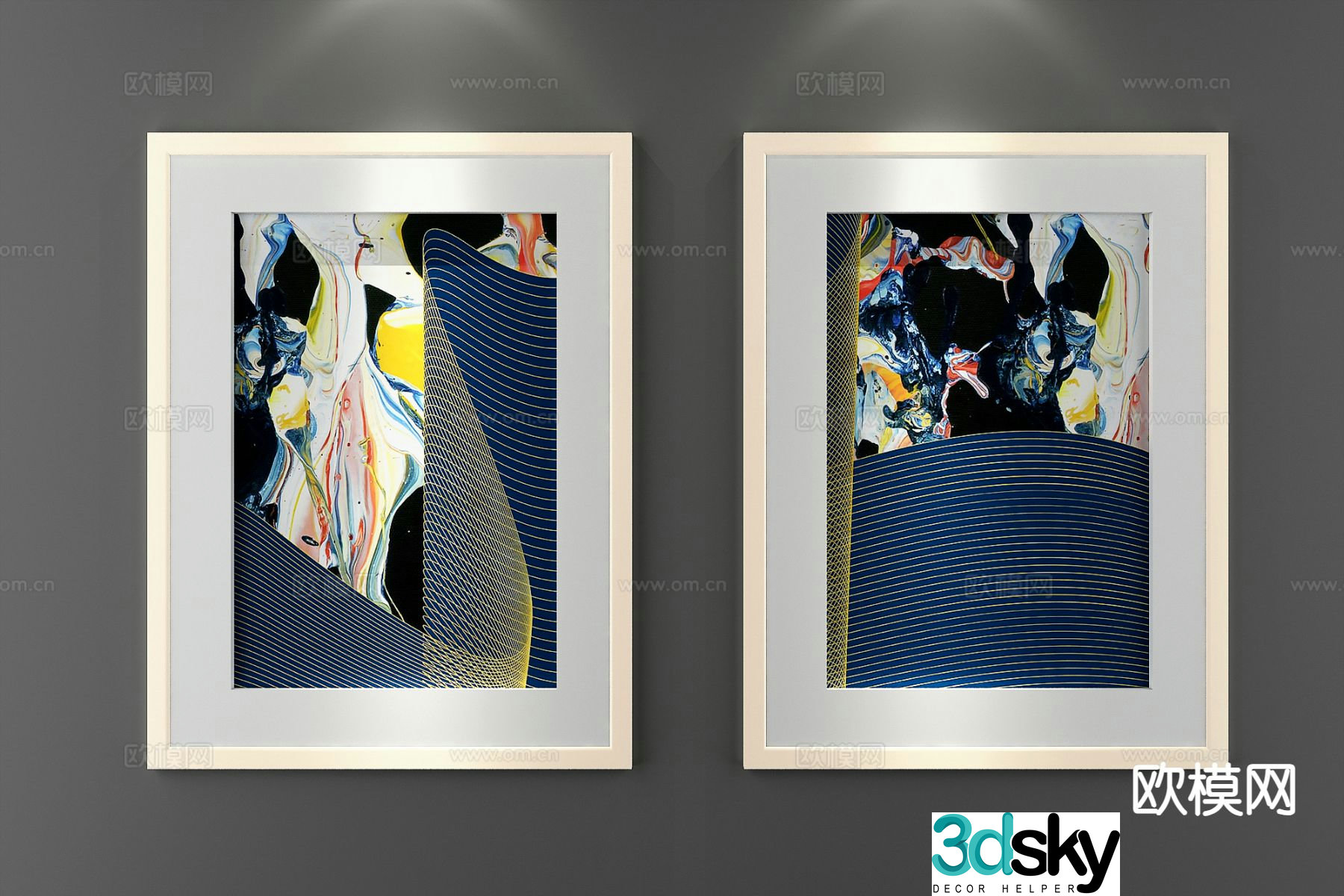 Nordic decorative painting art painting hanging painting 3d model