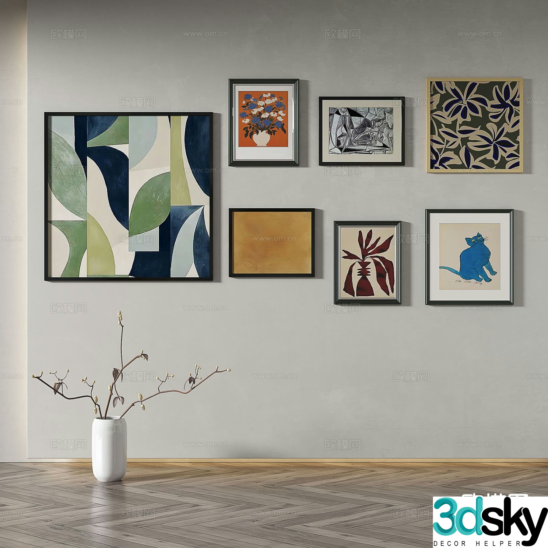 Modern abstract painting art painting decorative painting 3d model