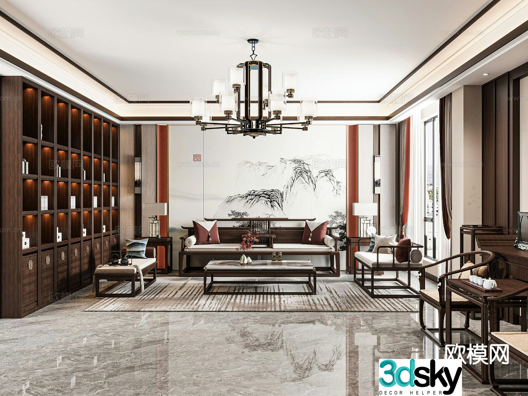 New Chinese style living room 3d model