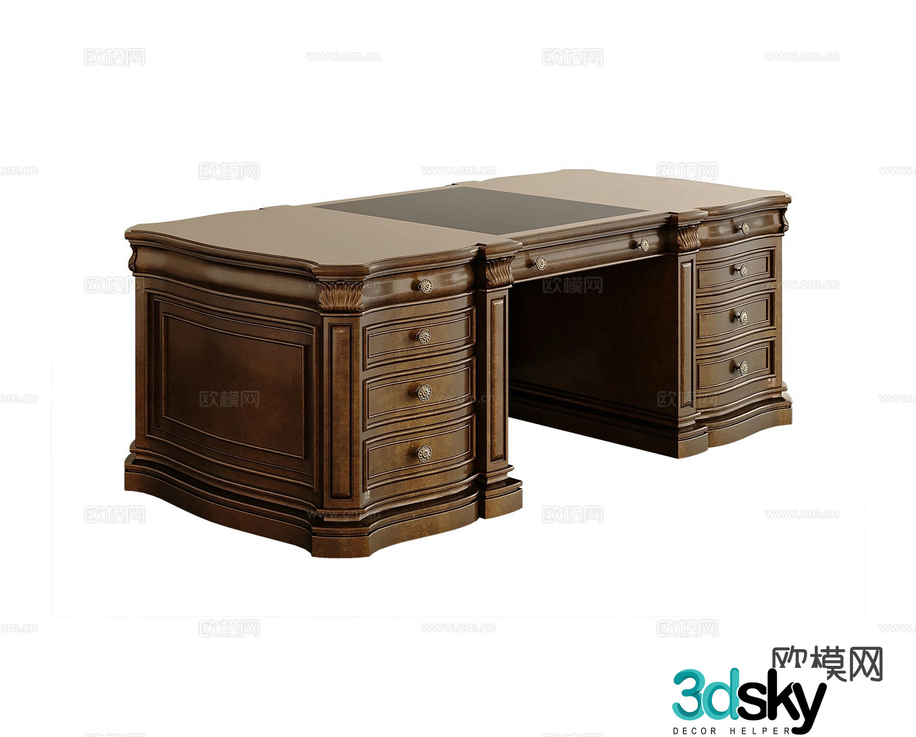 American desk writing desk computer desk 3d model