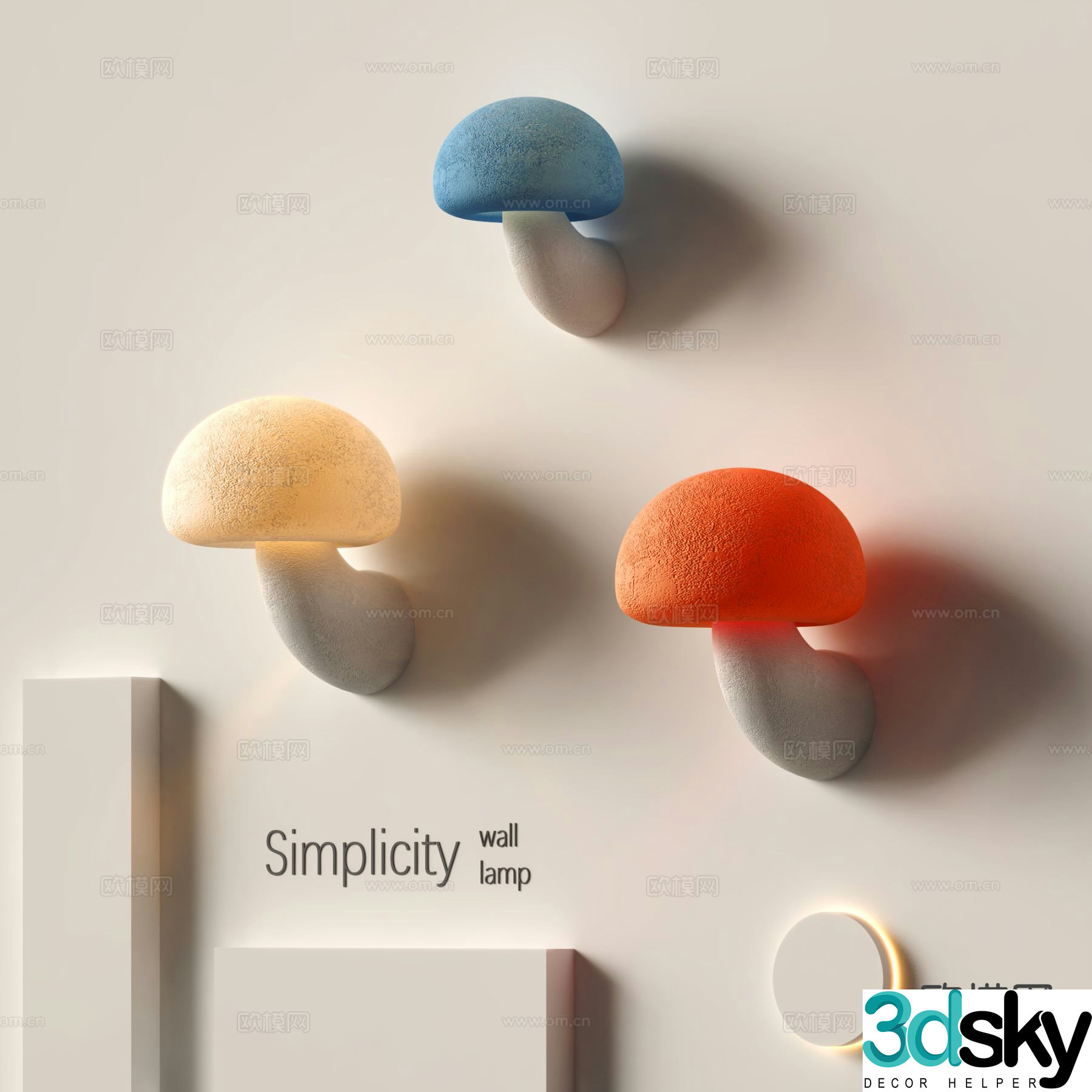 Mushroom wall lamp personalized wall lamp creative wall lamp 3d model