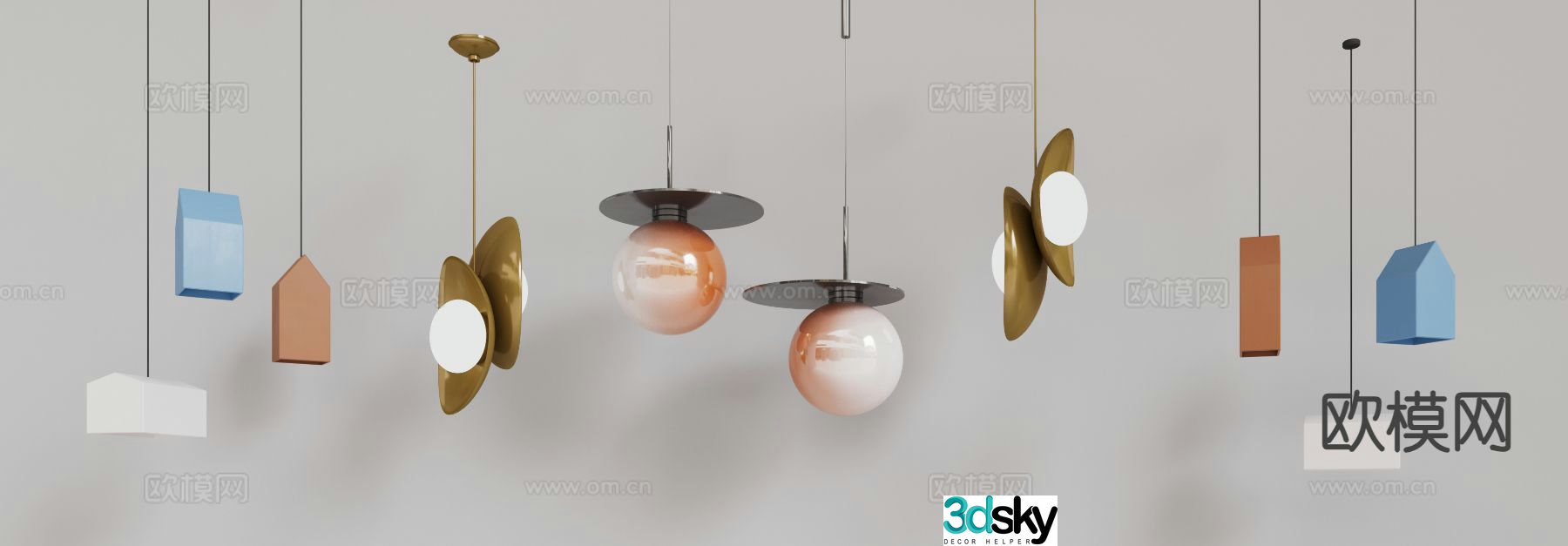 Gradient metal chandelier small chandelier 3d model