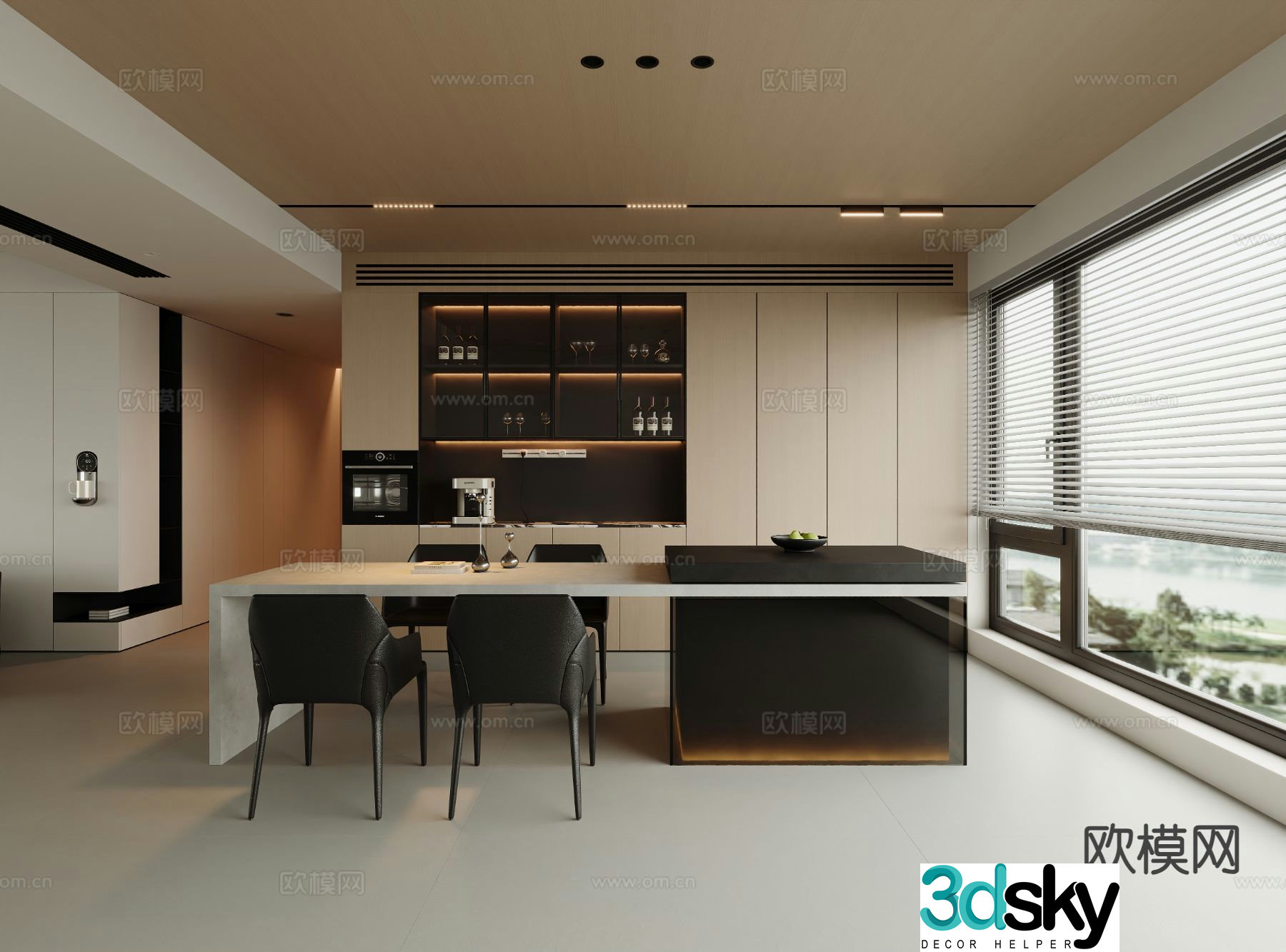 Modern island restaurant 3d model