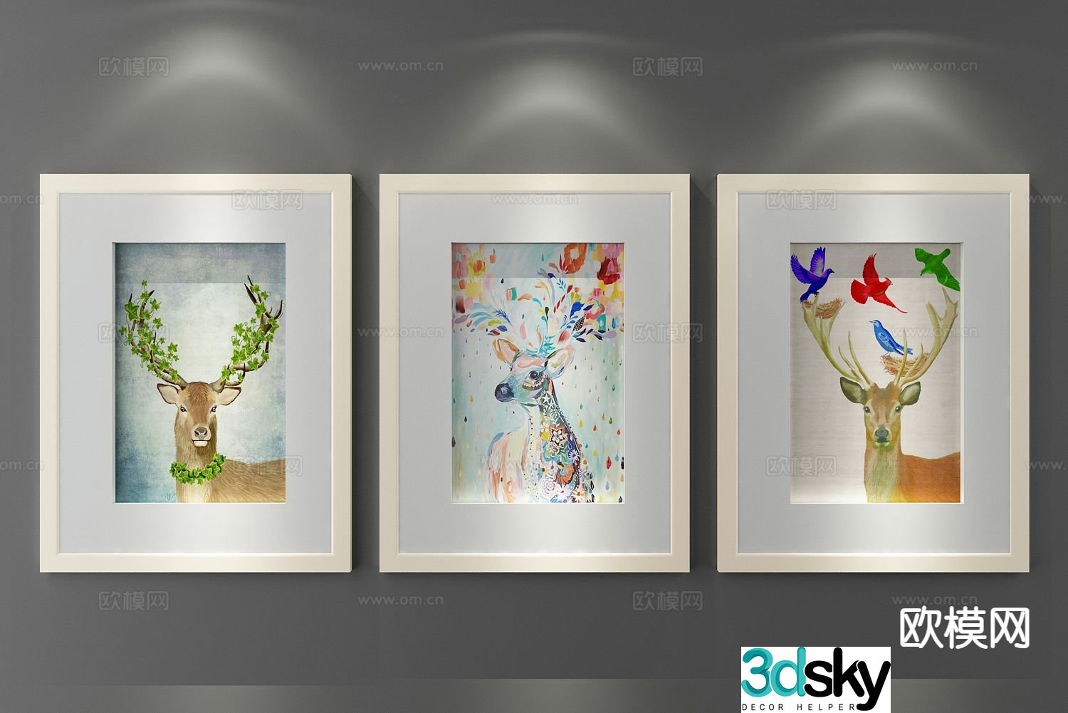 Decorative painting animal painting cartoon hanging painting 3d model