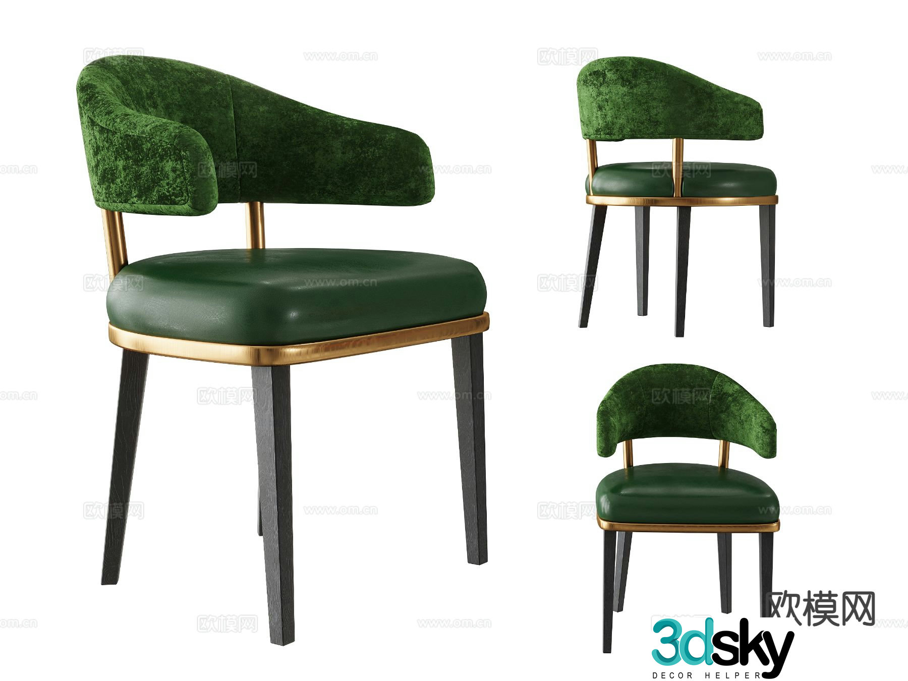 Light luxury chair dining chair 3d model