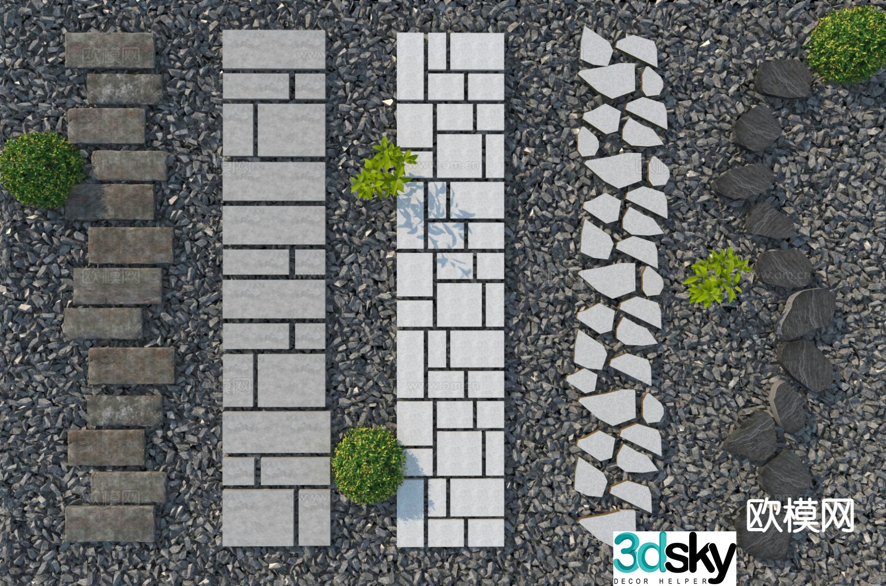Park Tingbu bluestone gravel trail 3D model