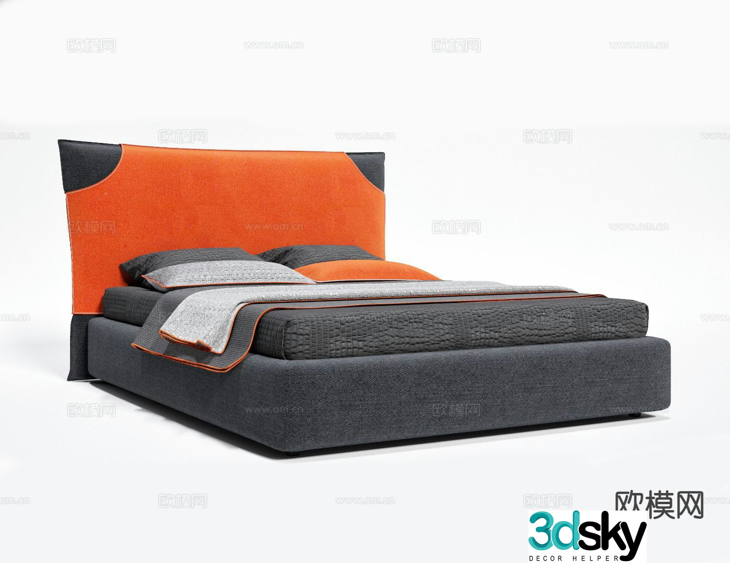 Modern double bed 3d model