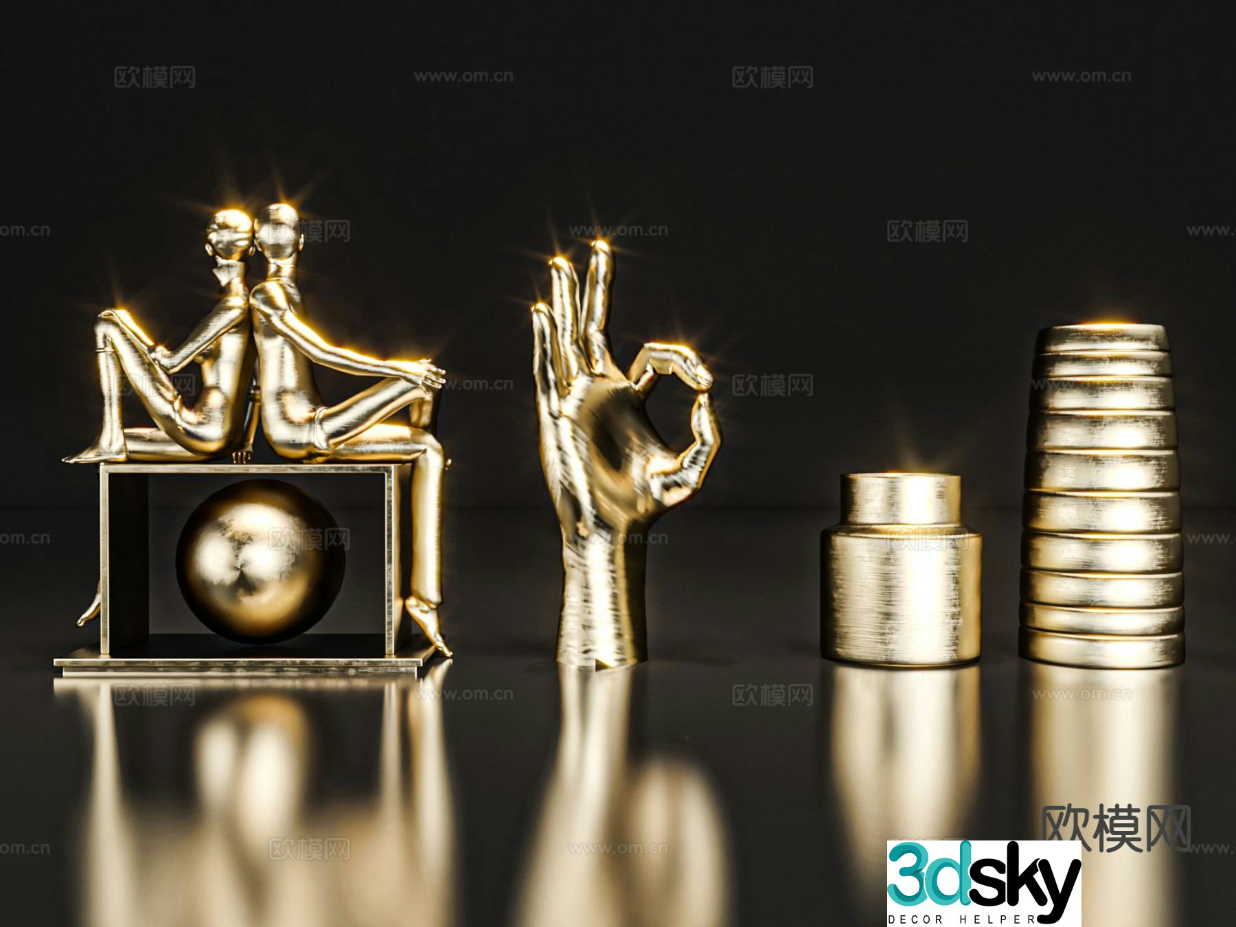 Light luxury decorations desktop ornaments sculptures handicrafts 3D models