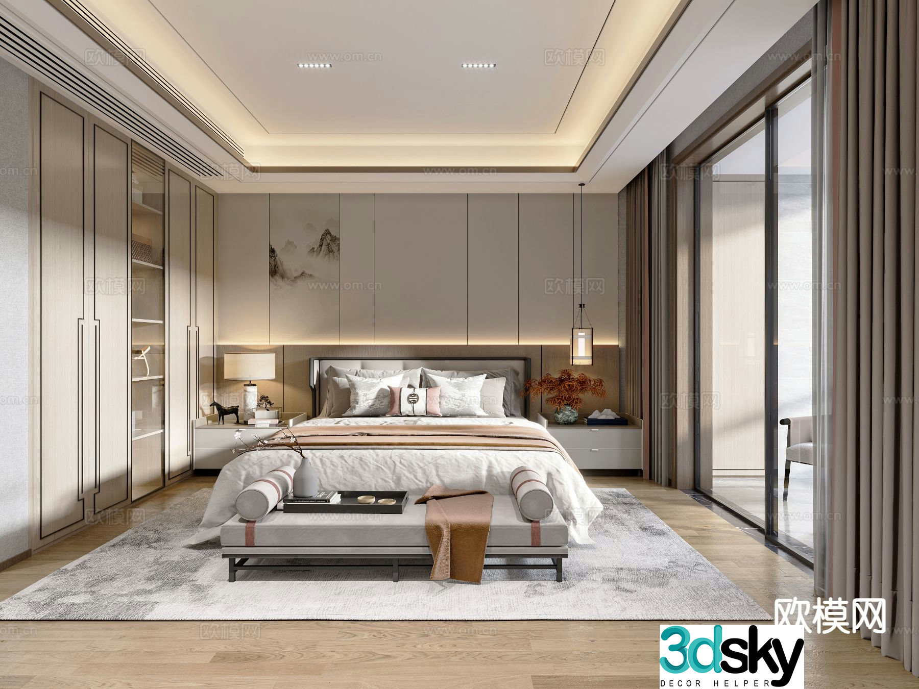 New Chinese style bedroom master bedroom 3d model