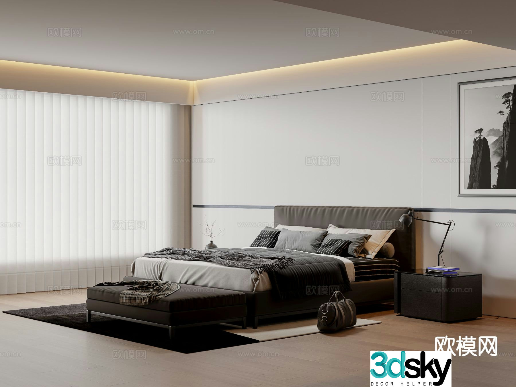 Modern bedroom master bedroom 3d model