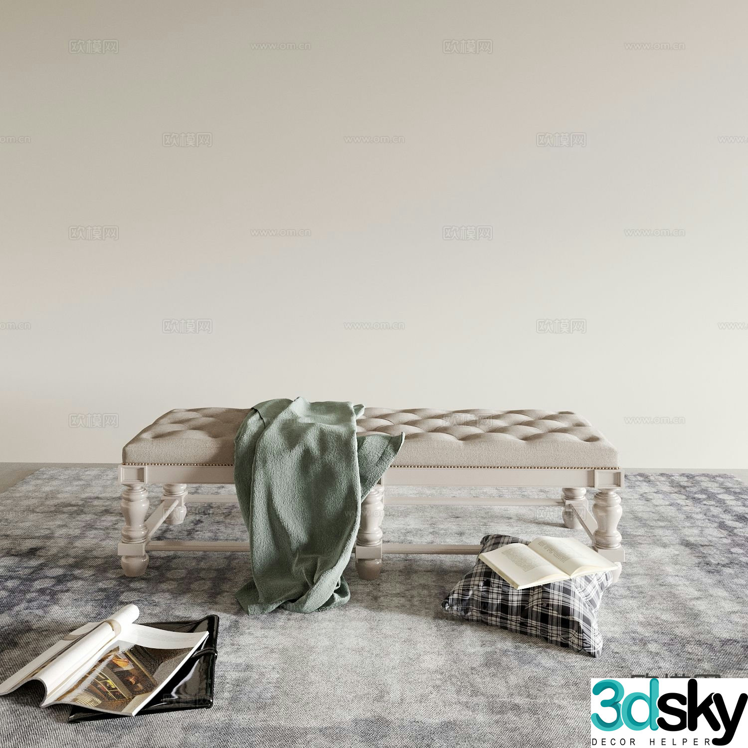 French bedside stool footrest 3d model