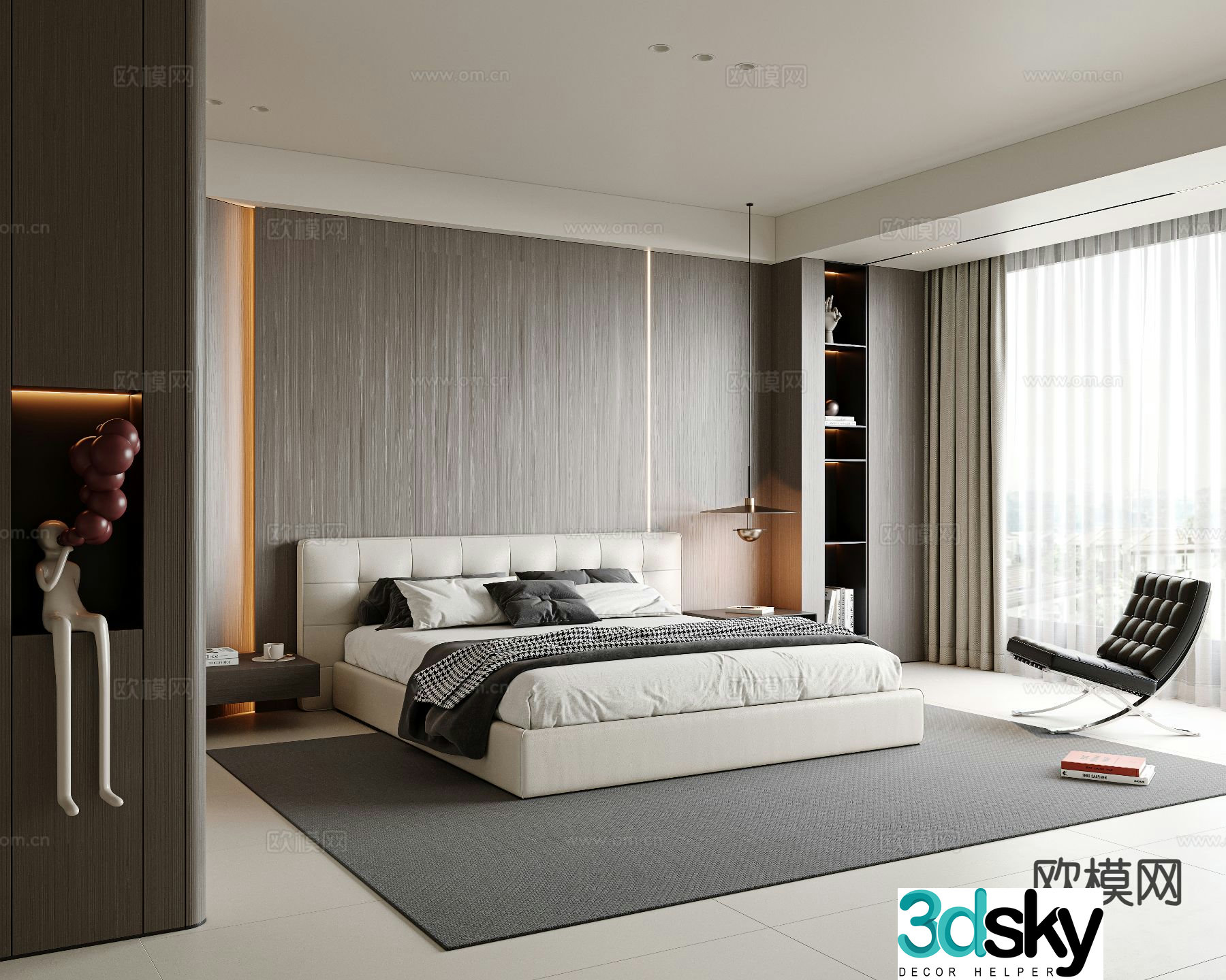 Italian style bedroom master bedroom 3d model
