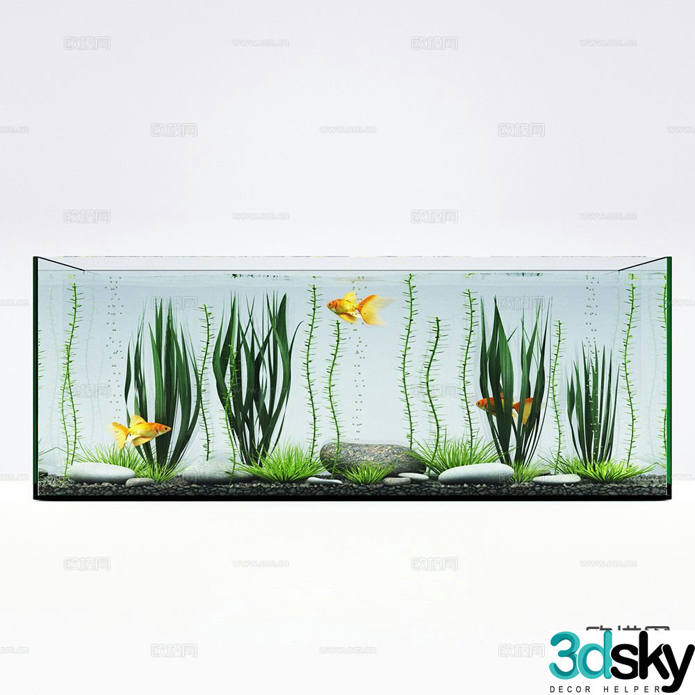 aquarium fish tank goldfish 3d model