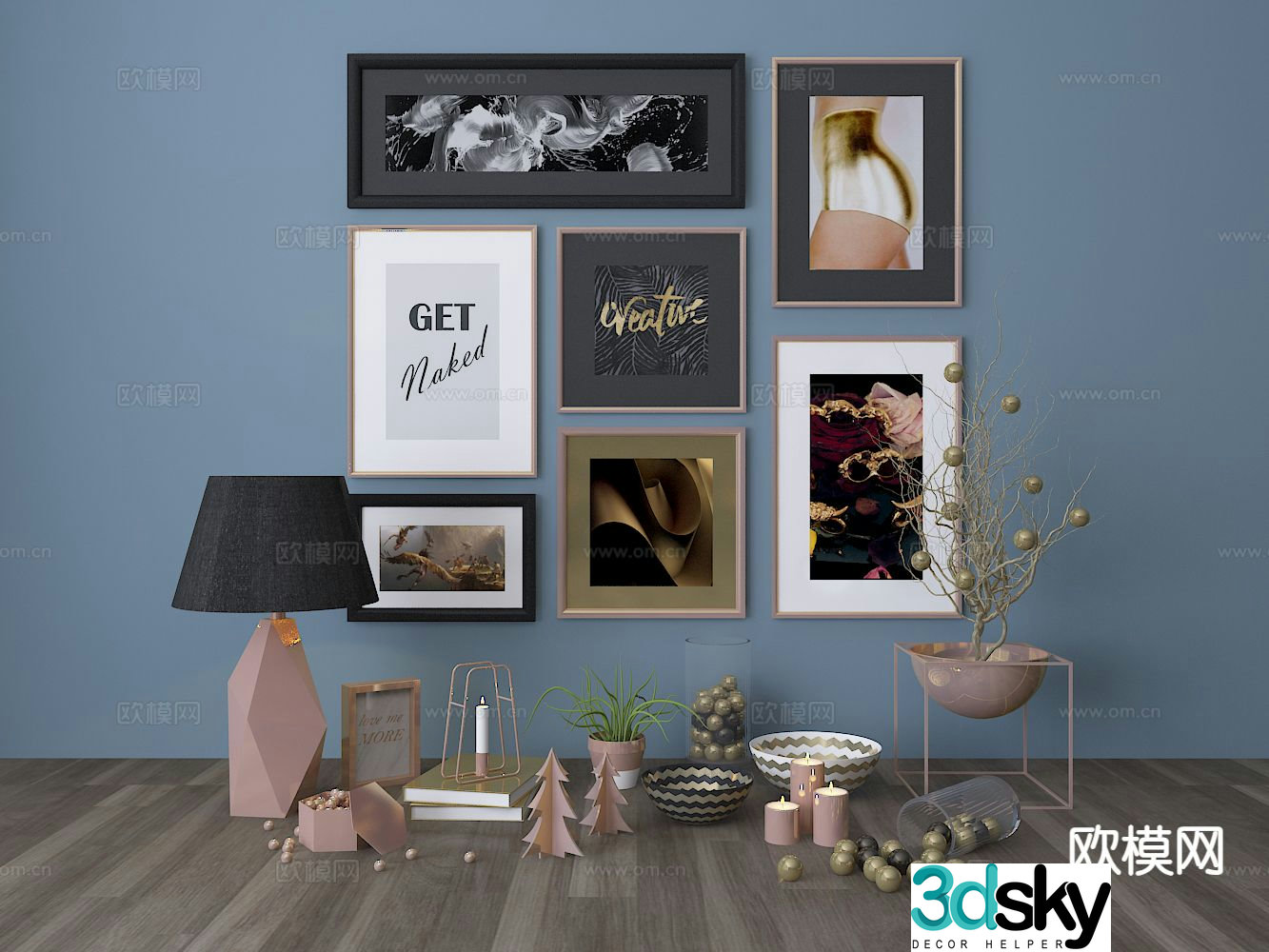Modern decorative painting hanging painting table lamp ornament 3D model